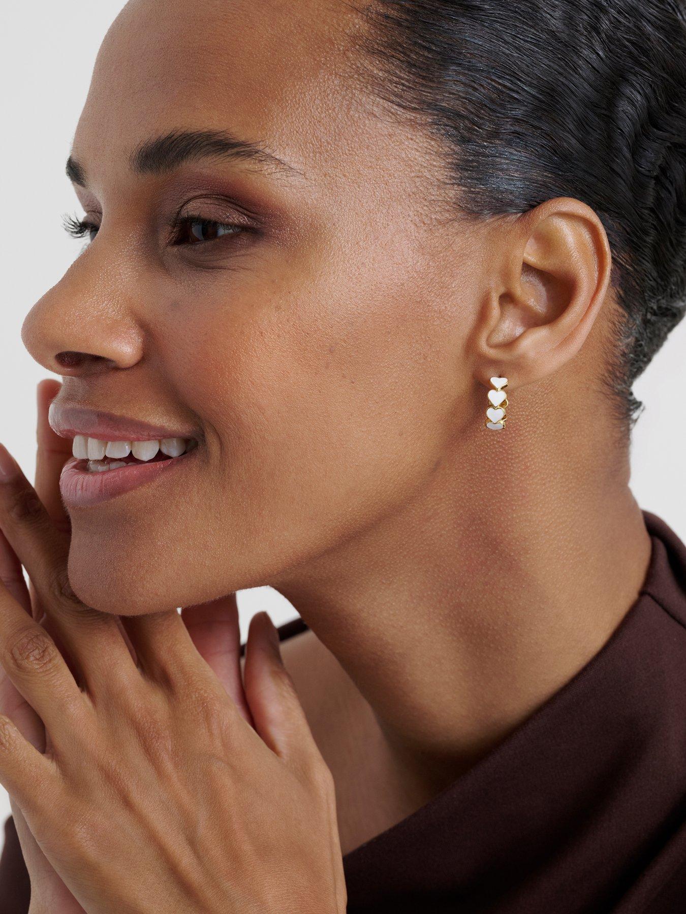 Image 6 of 7 of Ted Baker HANNAH: Enamel Heart Hoop Earrings