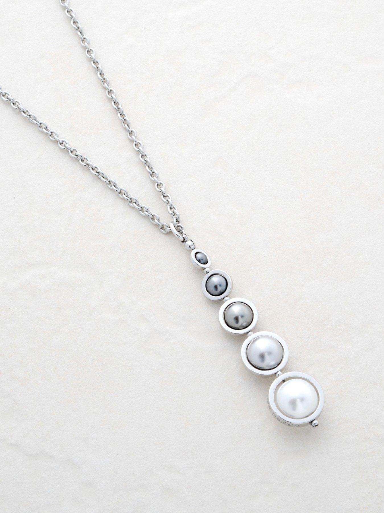 Karen Millen Logo Pearl Pendant Necklace