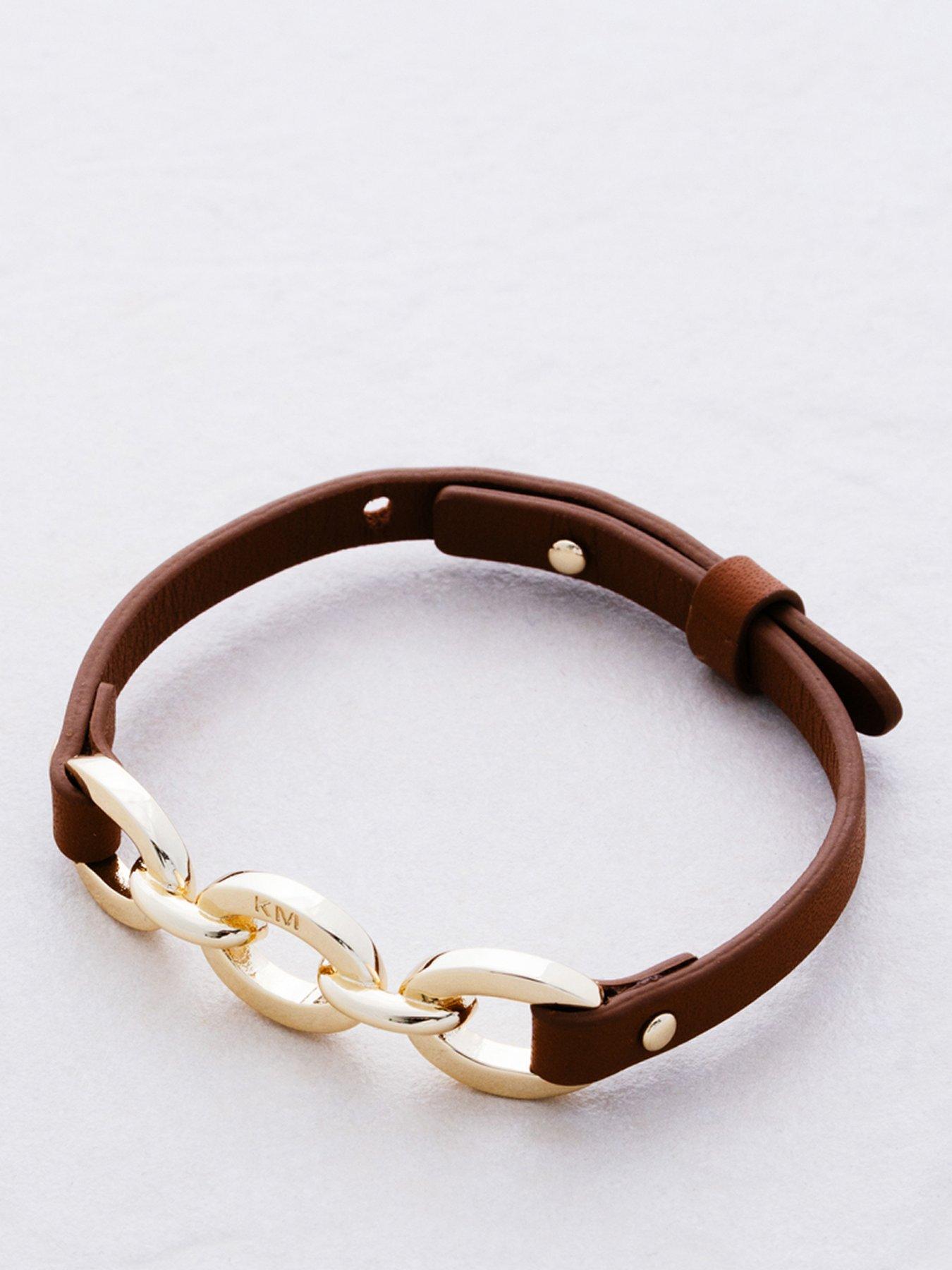 Karen Millen Chain Link Leather Bracelet
