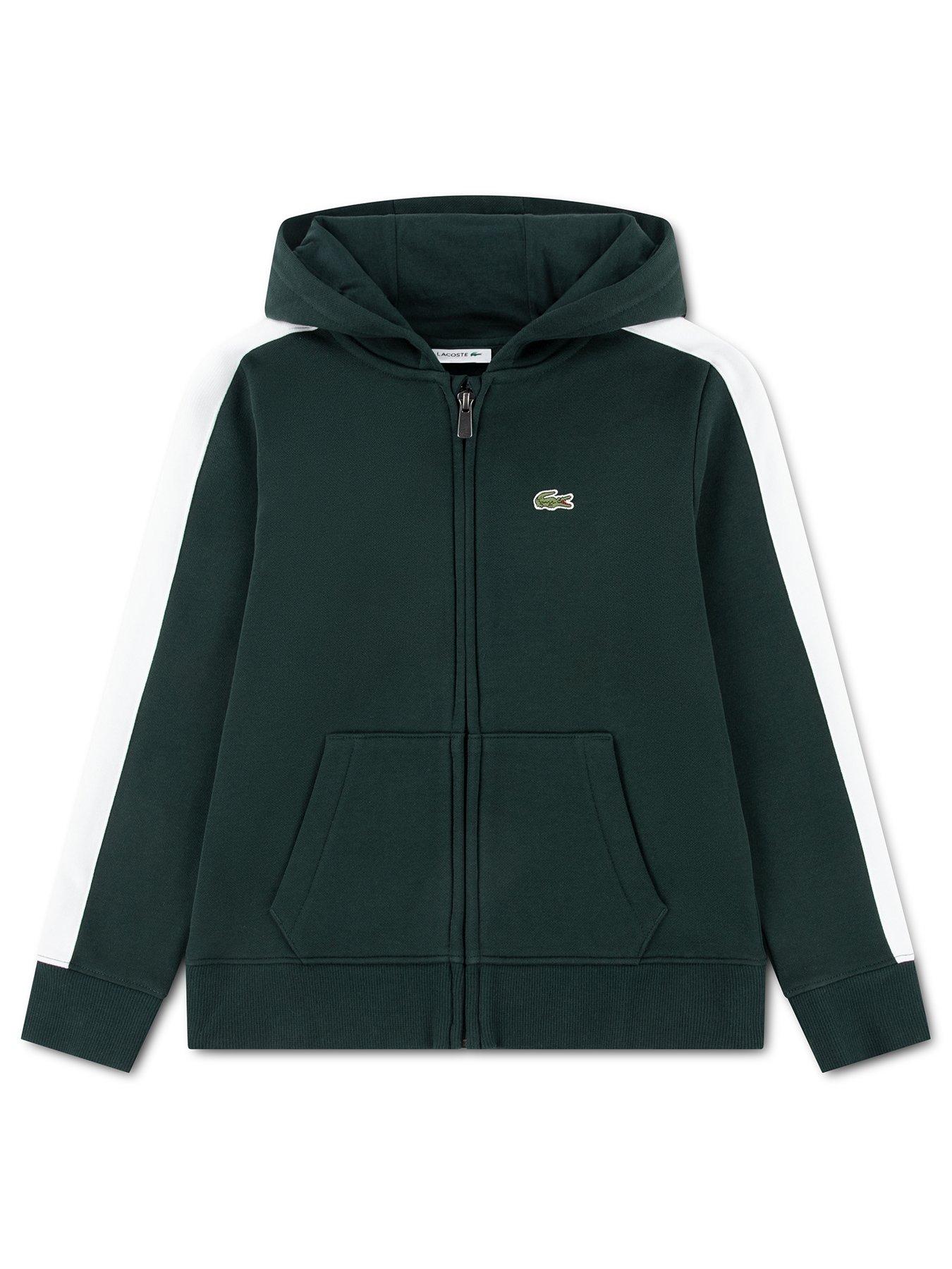 Image 1 of 3 of Lacoste Boys Colourblock Full Zip Hoodie - Dark Green