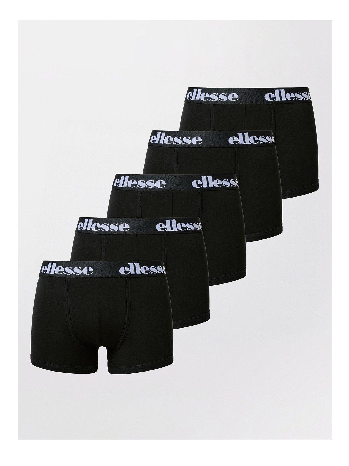 Ellesse Men's 5 Pack Cotton Rich Trunks Boxer Shorts Set - Black