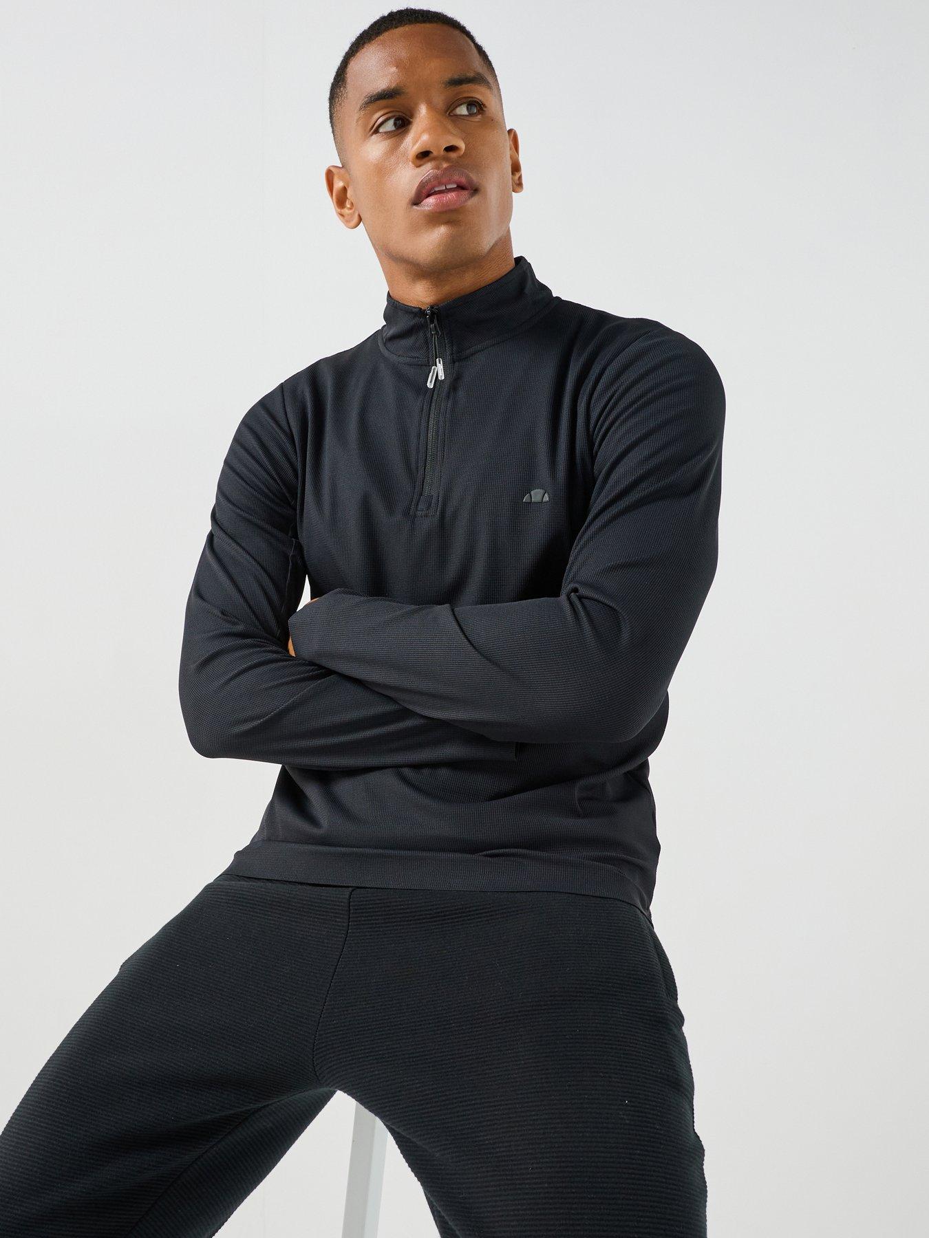 Ellesse Men's Edmond 1/4 Zip Textured Sports Top - Black