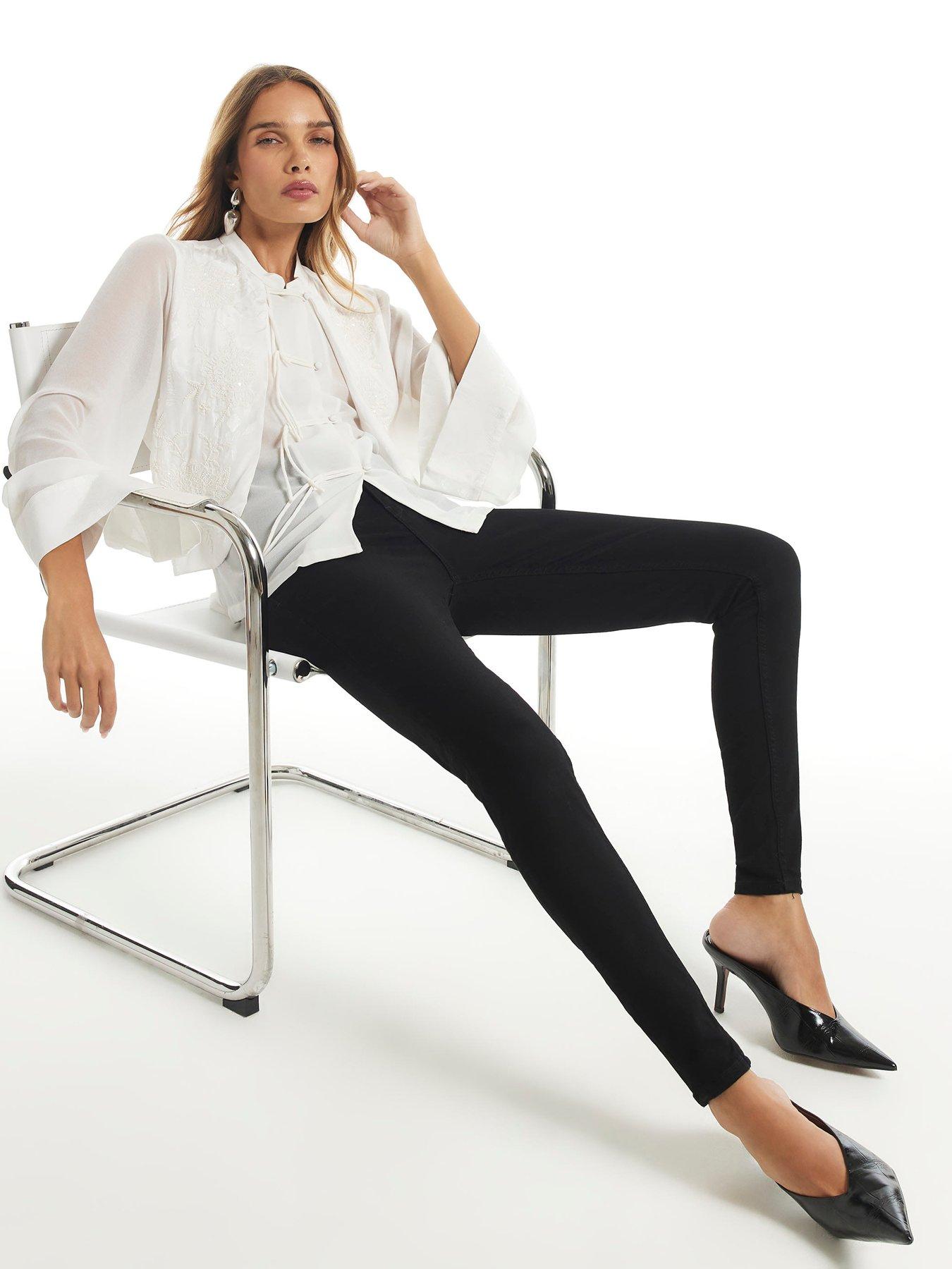 Image 1 of 6 of River Island Molly Watford Sculpt Skinny Jeans - Black
