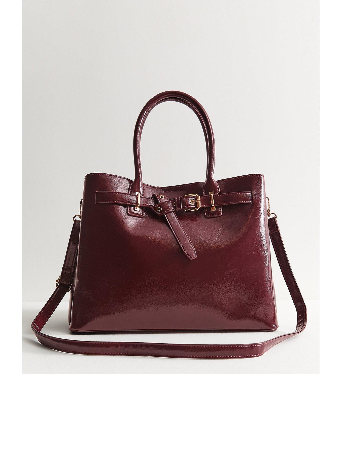 New Look Faux Leather Belted Tote School Bag - Red