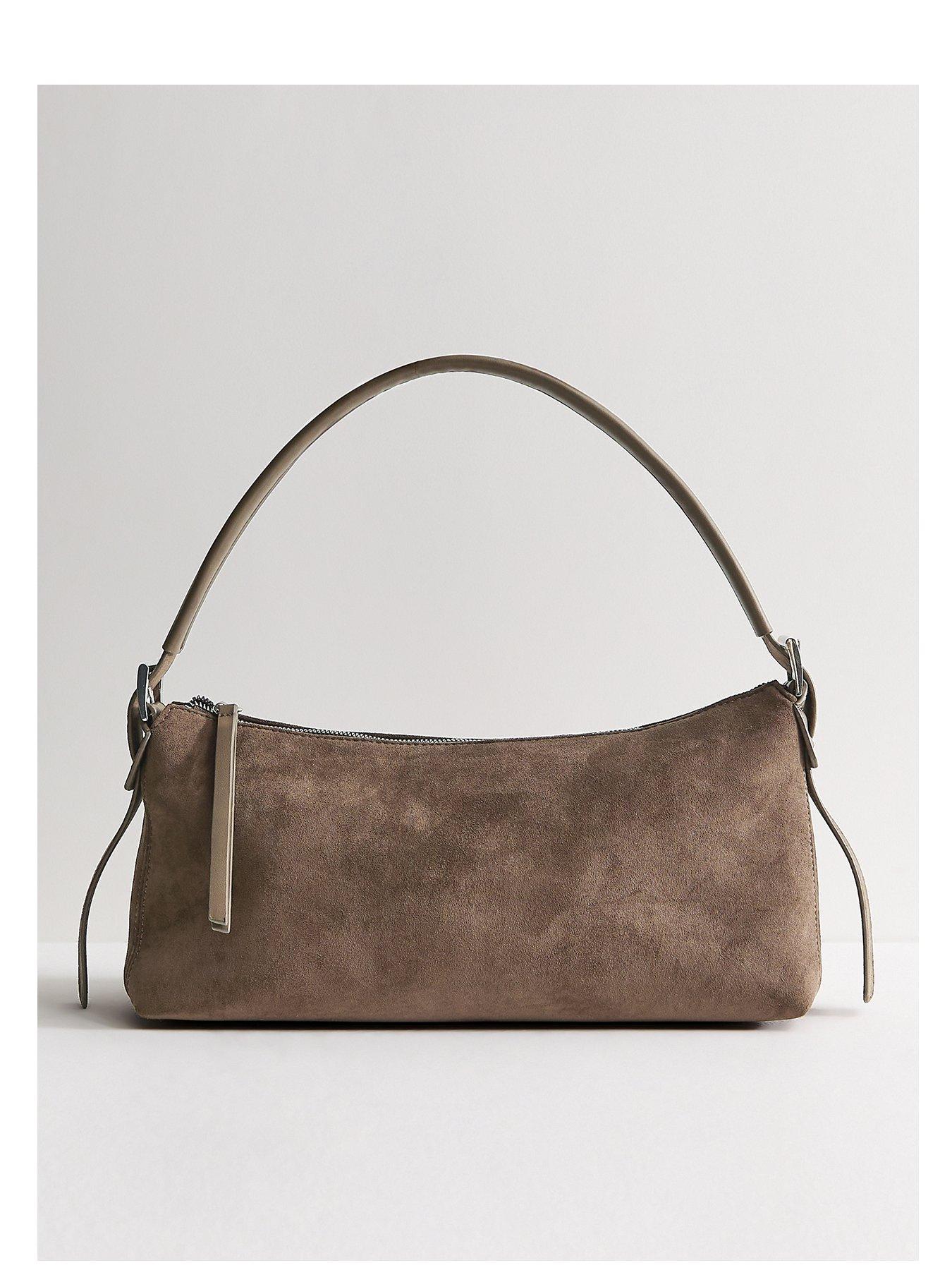 New Look Faux Suede Shoulder Bag - Grey