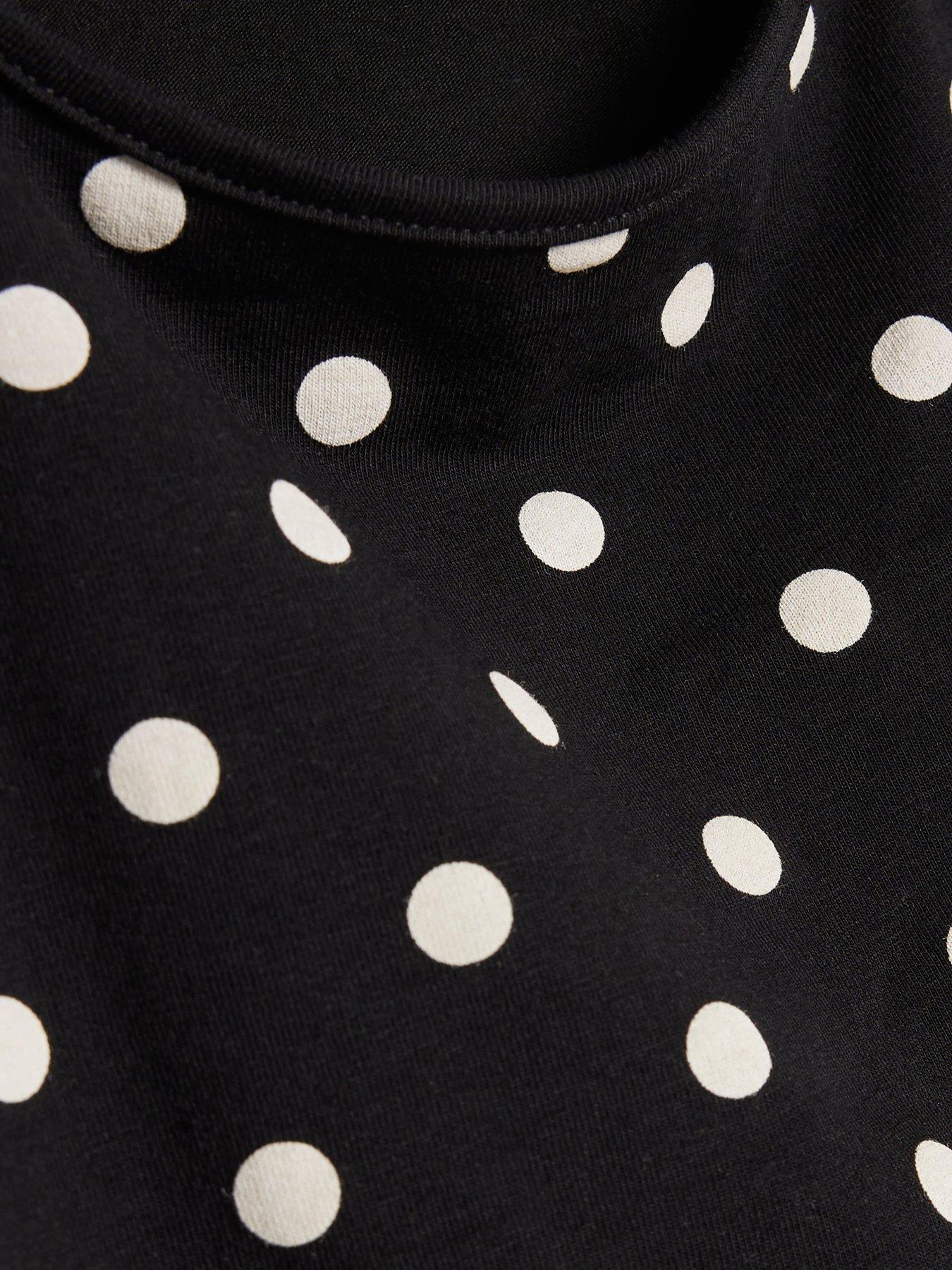 Image 6 of 6 of River Island Keyhole Cut Out Polka Dot T-Shirt - Black