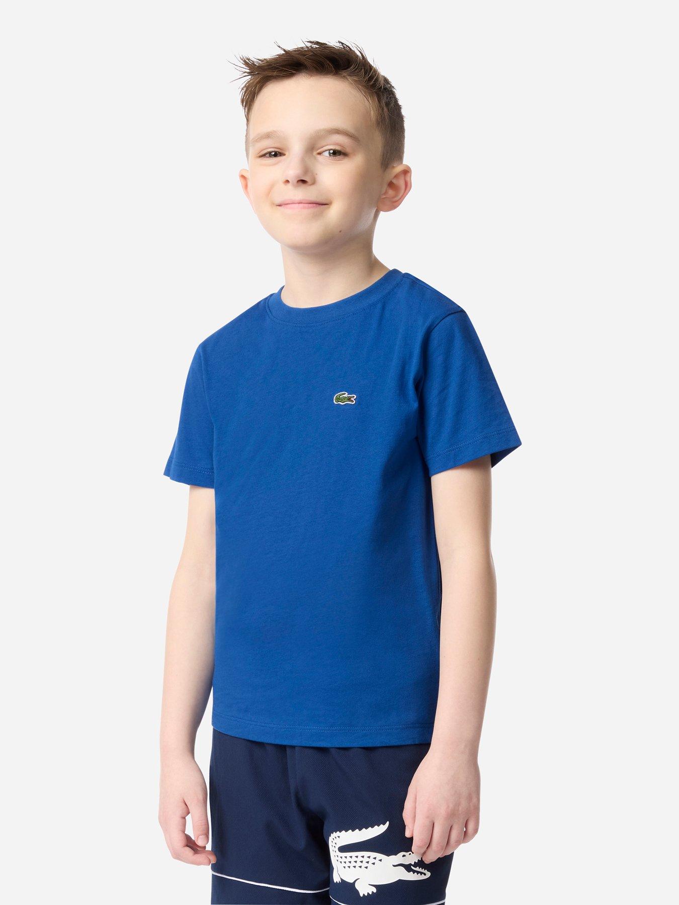 Lacoste Boys Core T-Shirt with Signature Crocodile Logo - Blue