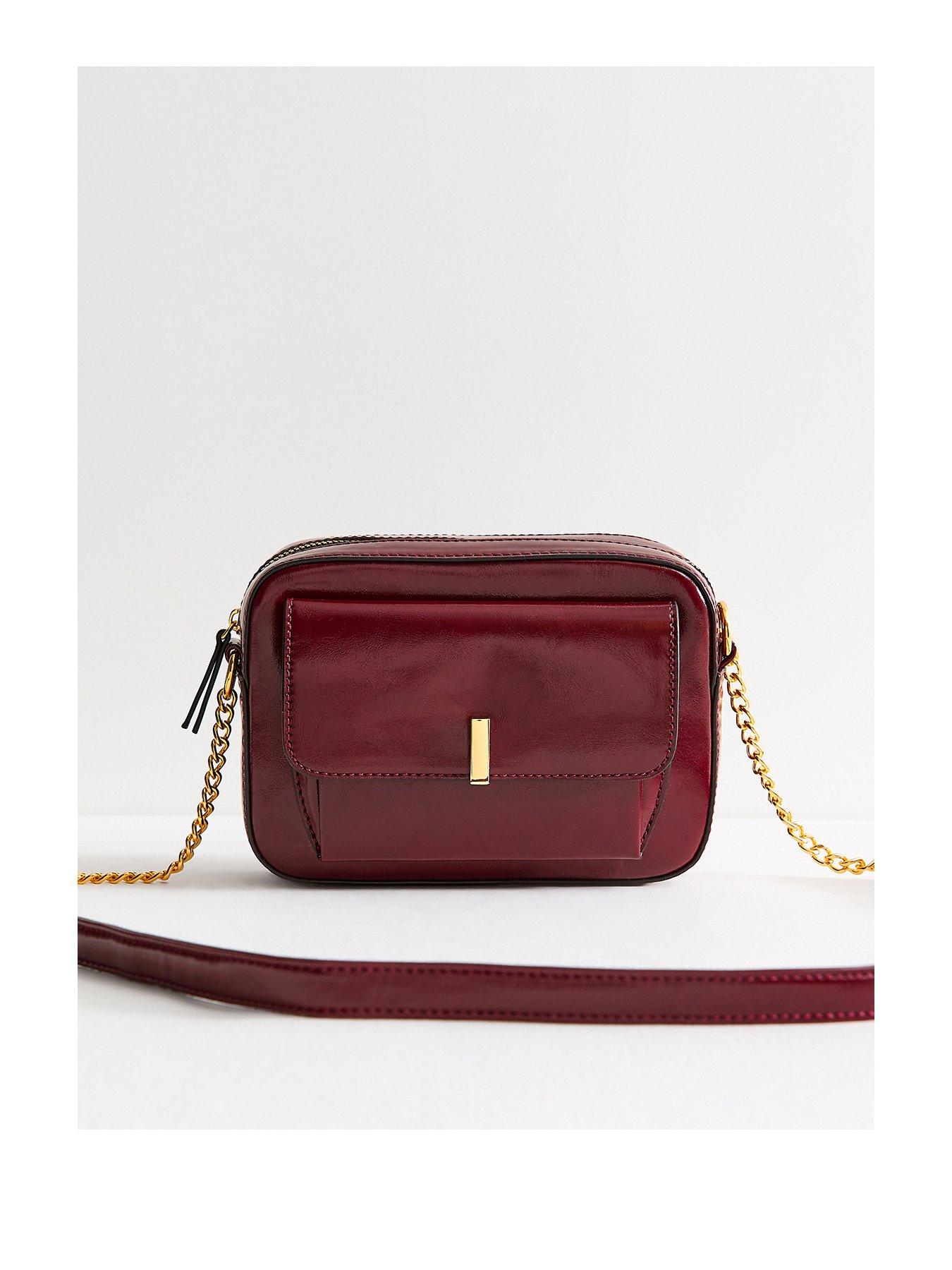 New Look Faux Leather Bar Pocket Crossbody Bag - Red