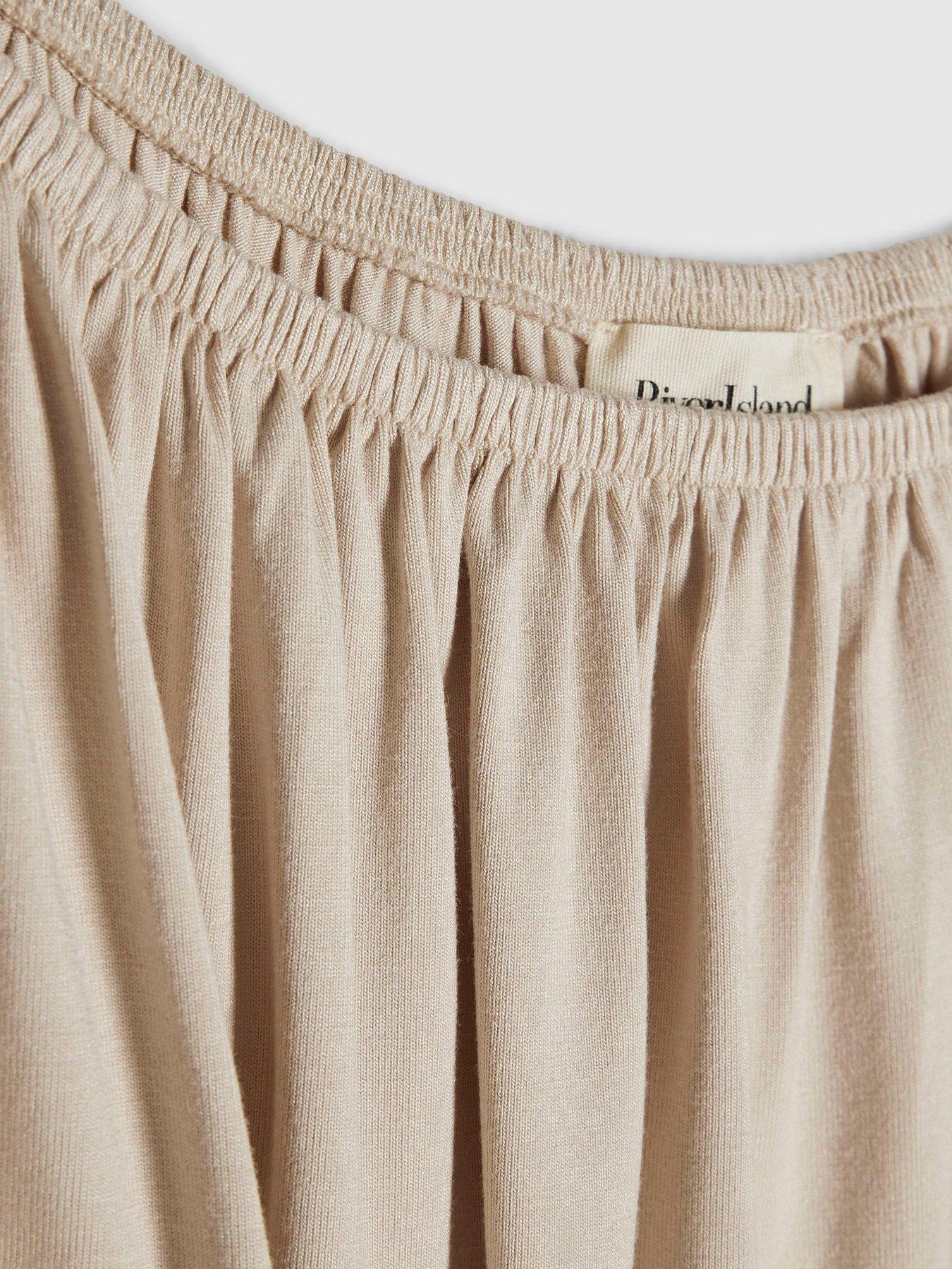 Image 6 of 6 of River Island Long Sleeve Ruched Neck Top - Beige