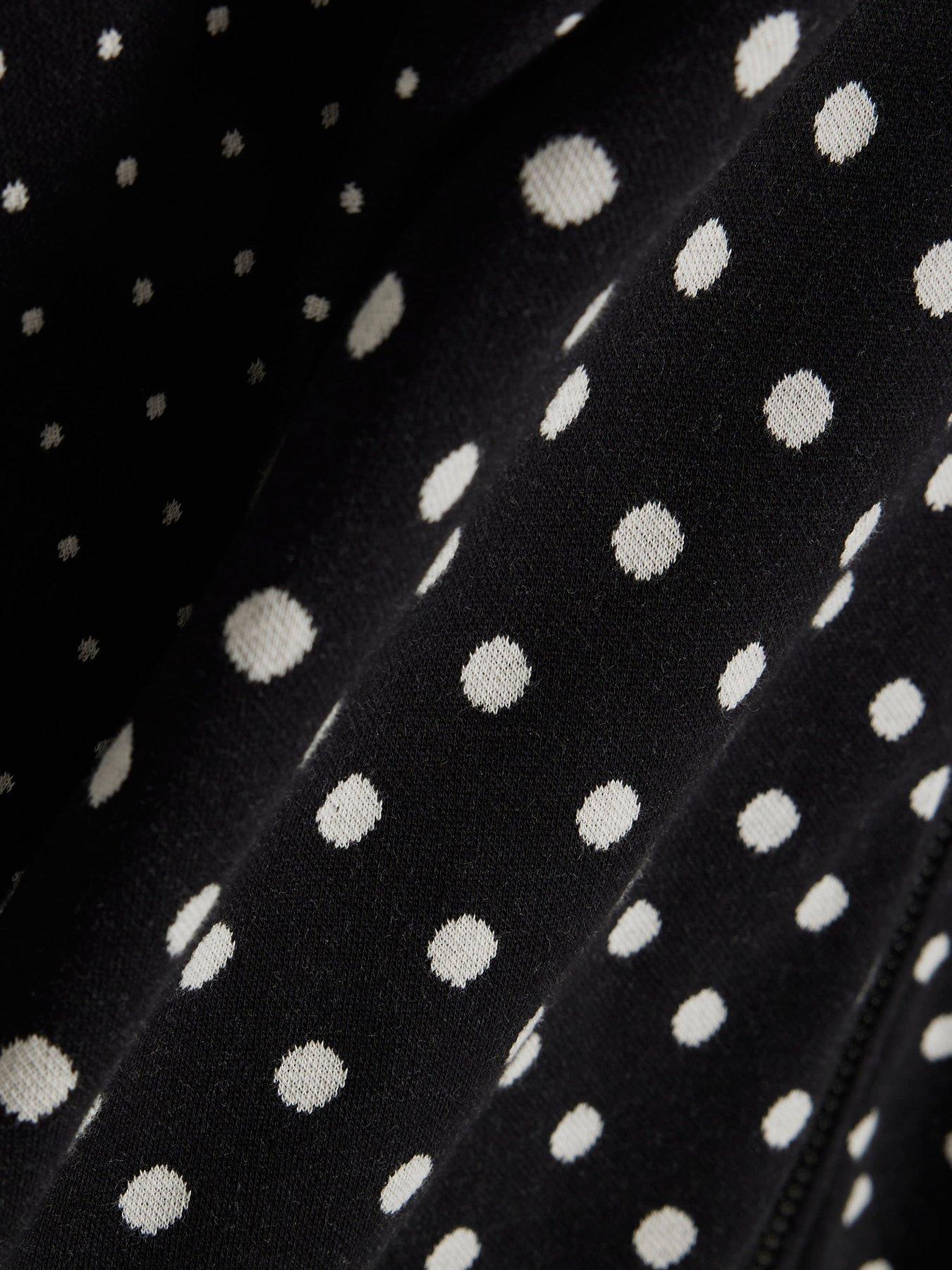 Image 6 of 6 of River Island Long Sleeve Polka Dot Jacquard Track Jacket Coord - Black