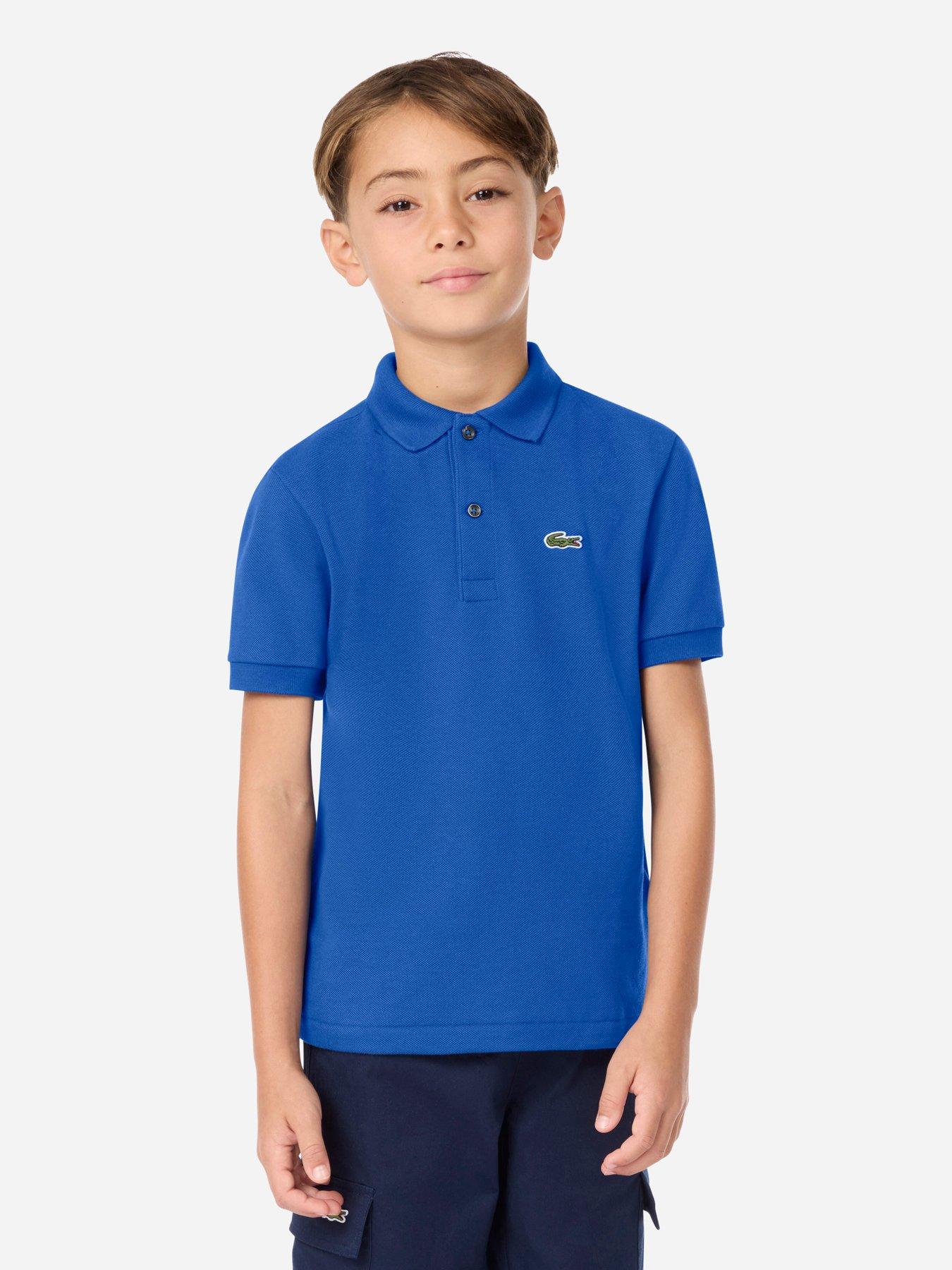 Image 1 of 6 of Lacoste Boys Petit Pique Short Sleeve Polo Shirt - Blue