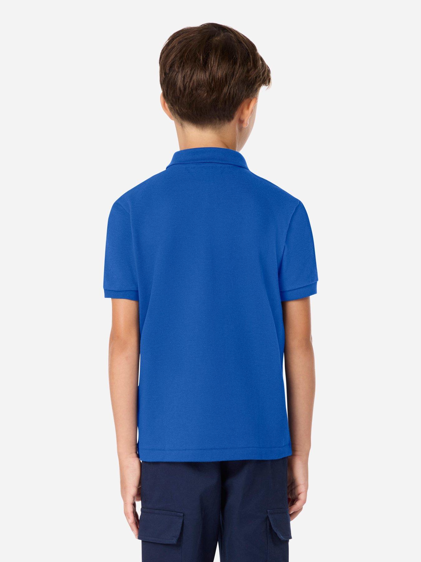 Image 2 of 6 of Lacoste Boys Petit Pique Short Sleeve Polo Shirt - Blue