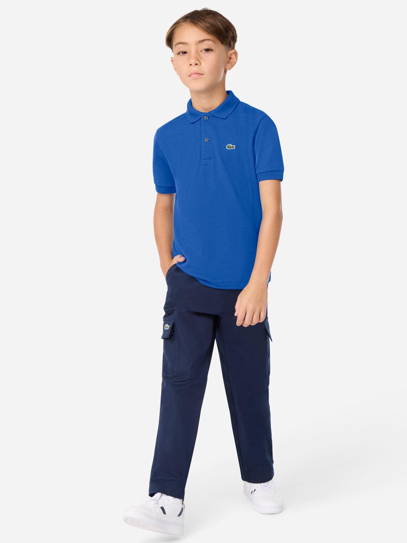 Image 3 of 6 of Lacoste Boys Petit Pique Short Sleeve Polo Shirt - Blue
