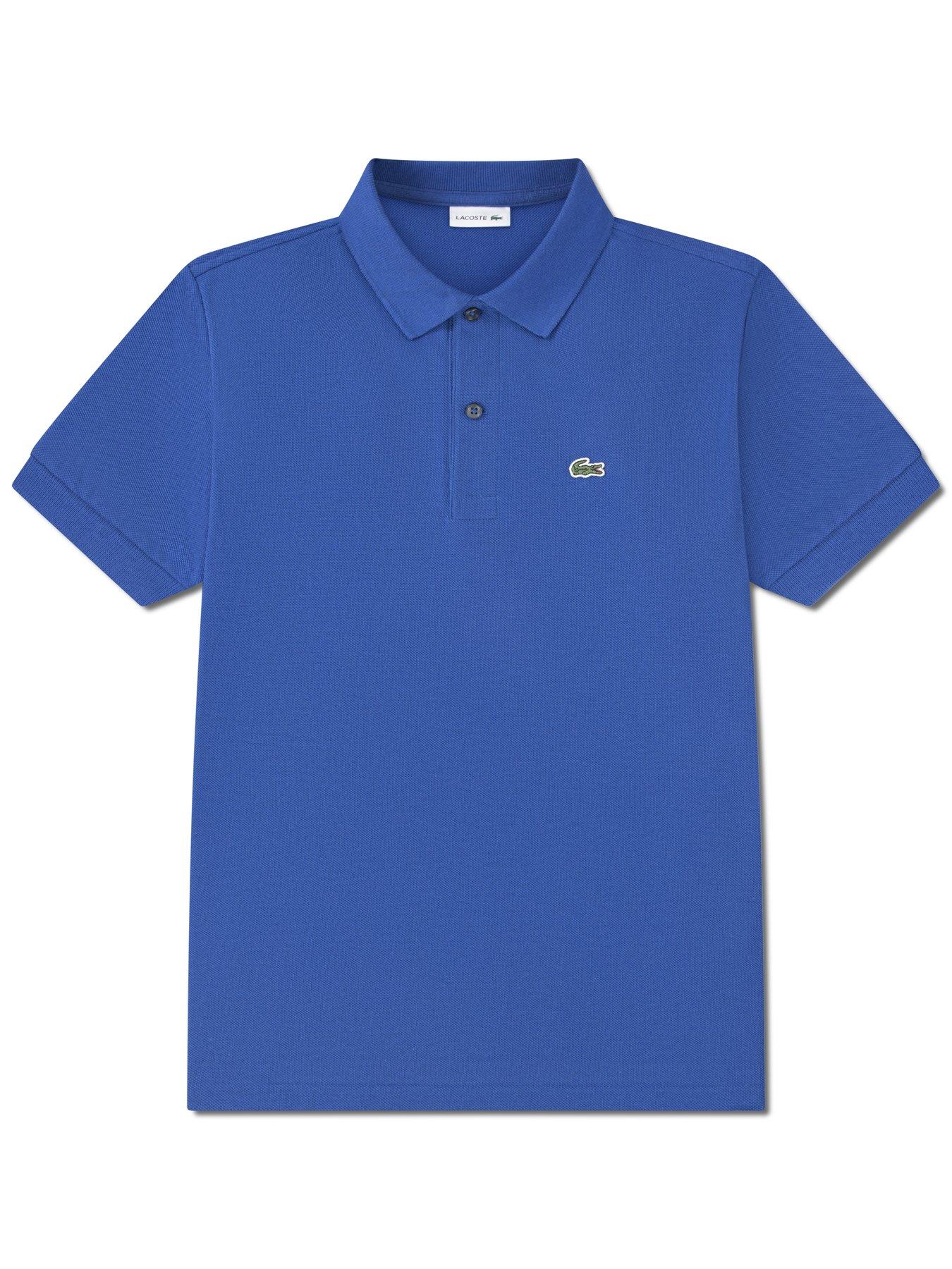 Image 4 of 6 of Lacoste Boys Petit Pique Short Sleeve Polo Shirt - Blue