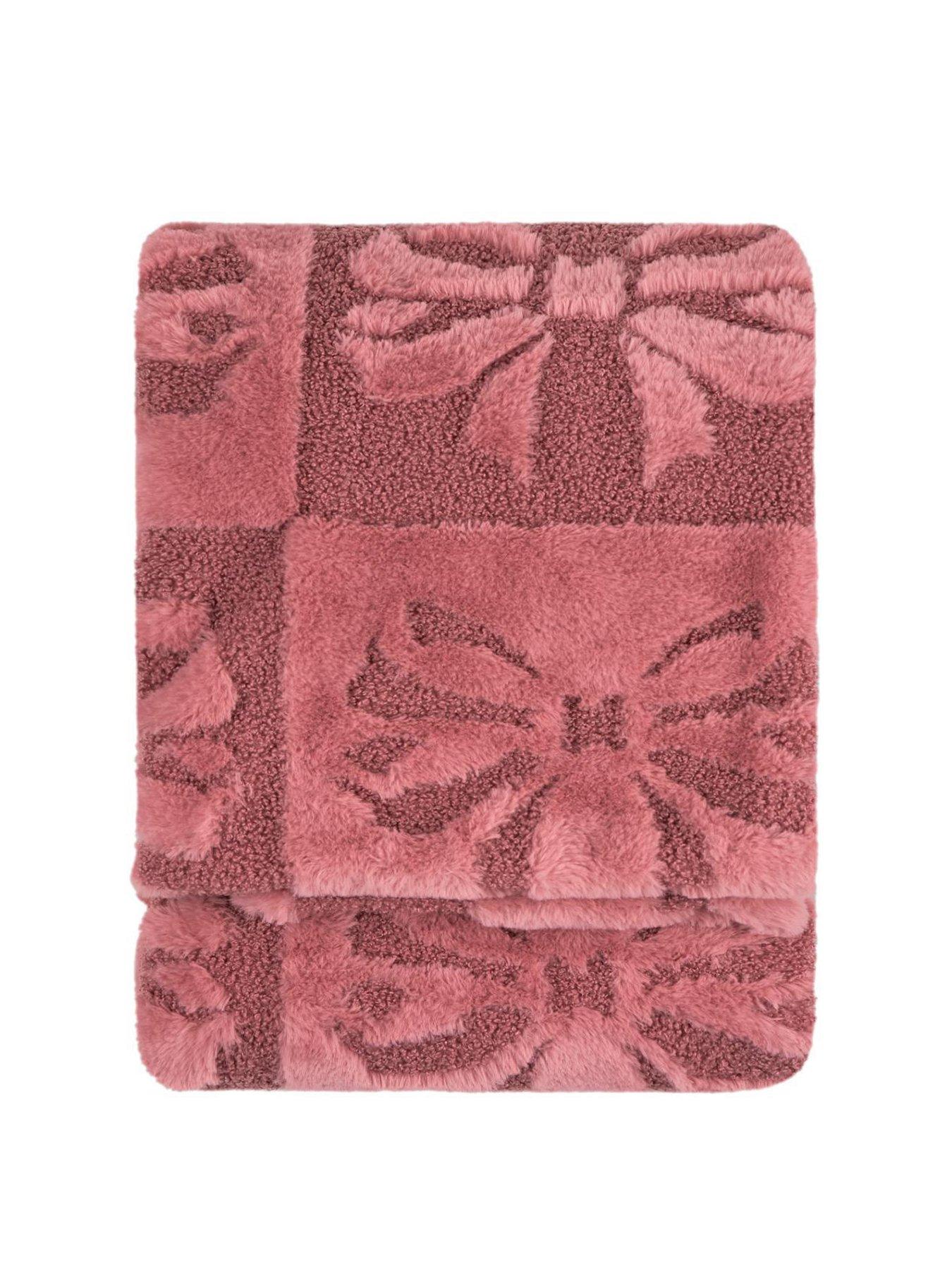 Furn Fur Boucle Big Bows 140x180 Throw Pink