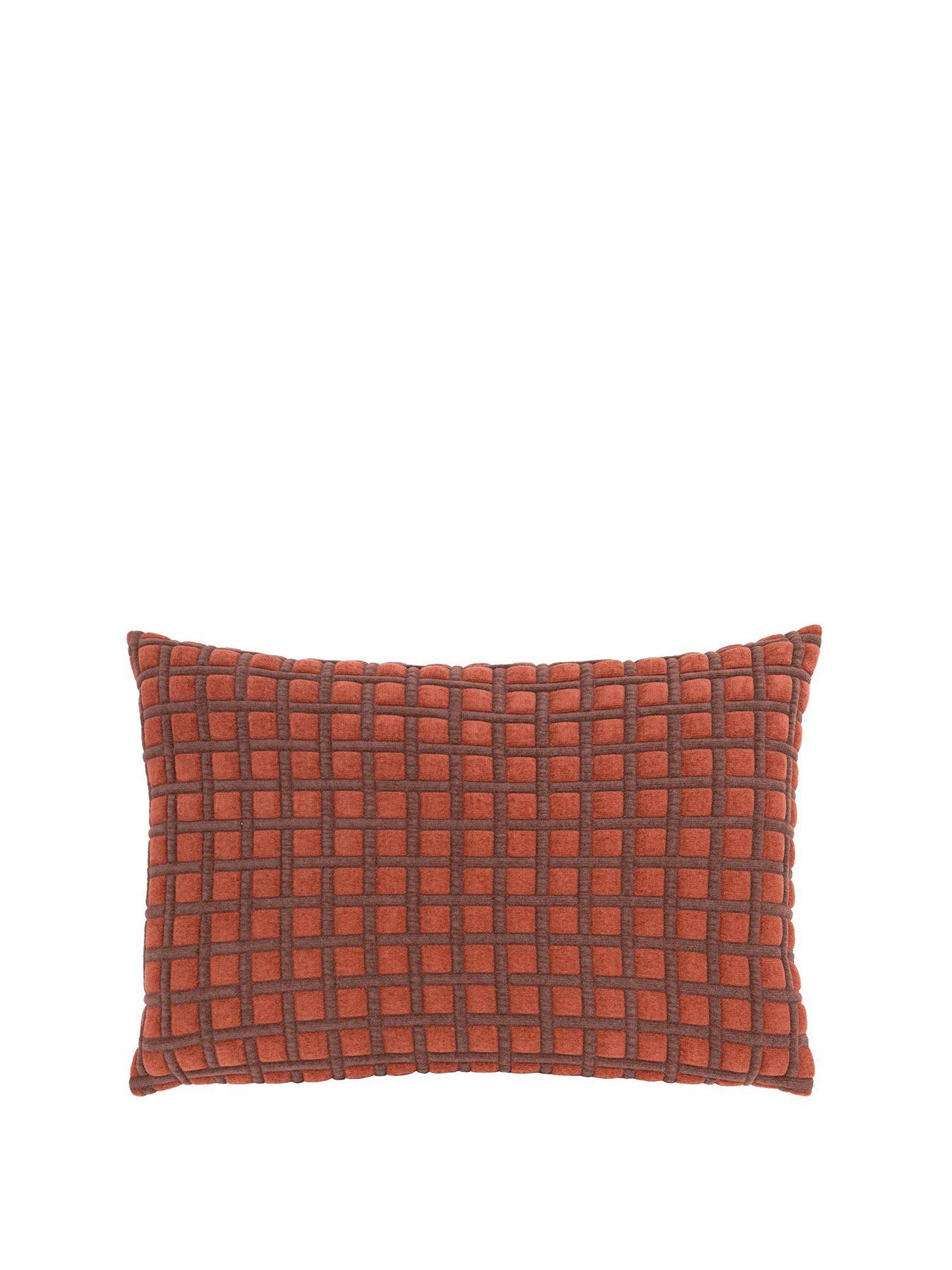 Furn Softie Grid 40x60 Feather Cushion Cinnamon / Chocolate