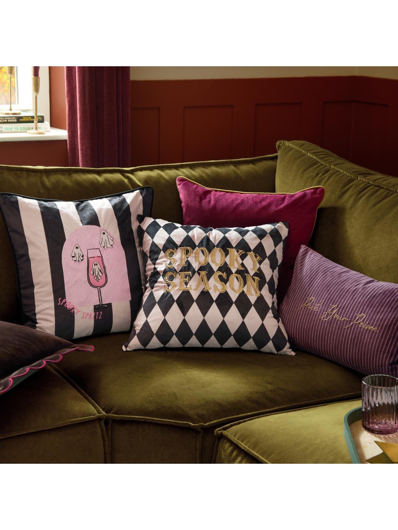 Image 5 of 5 of Furn Spooky Spritz 45x45 Polyester Cushion Pink/mono