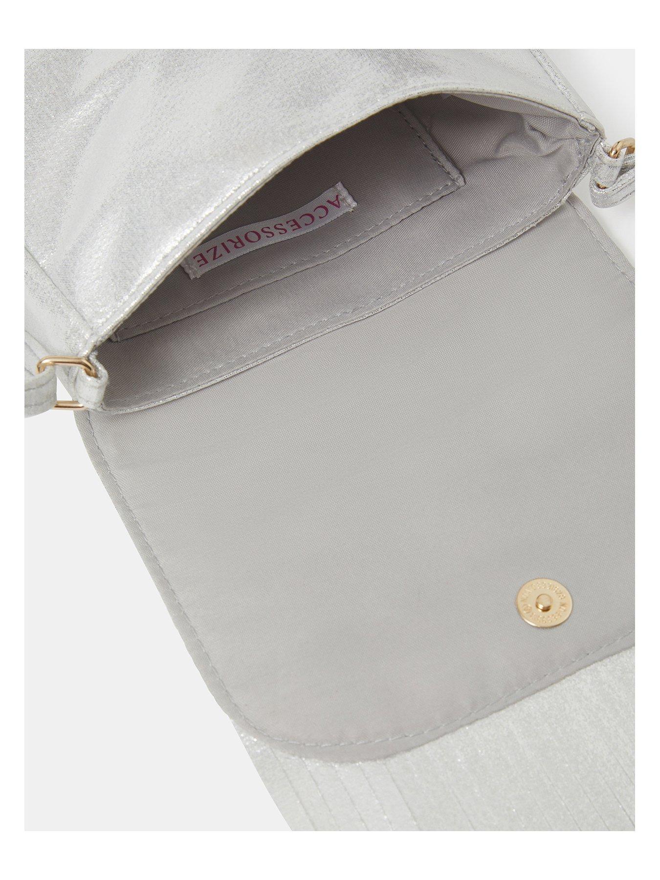 Image 4 of 4 of Accessorize Girls Metallic Fringe Star Crossbody Bag - Silver
