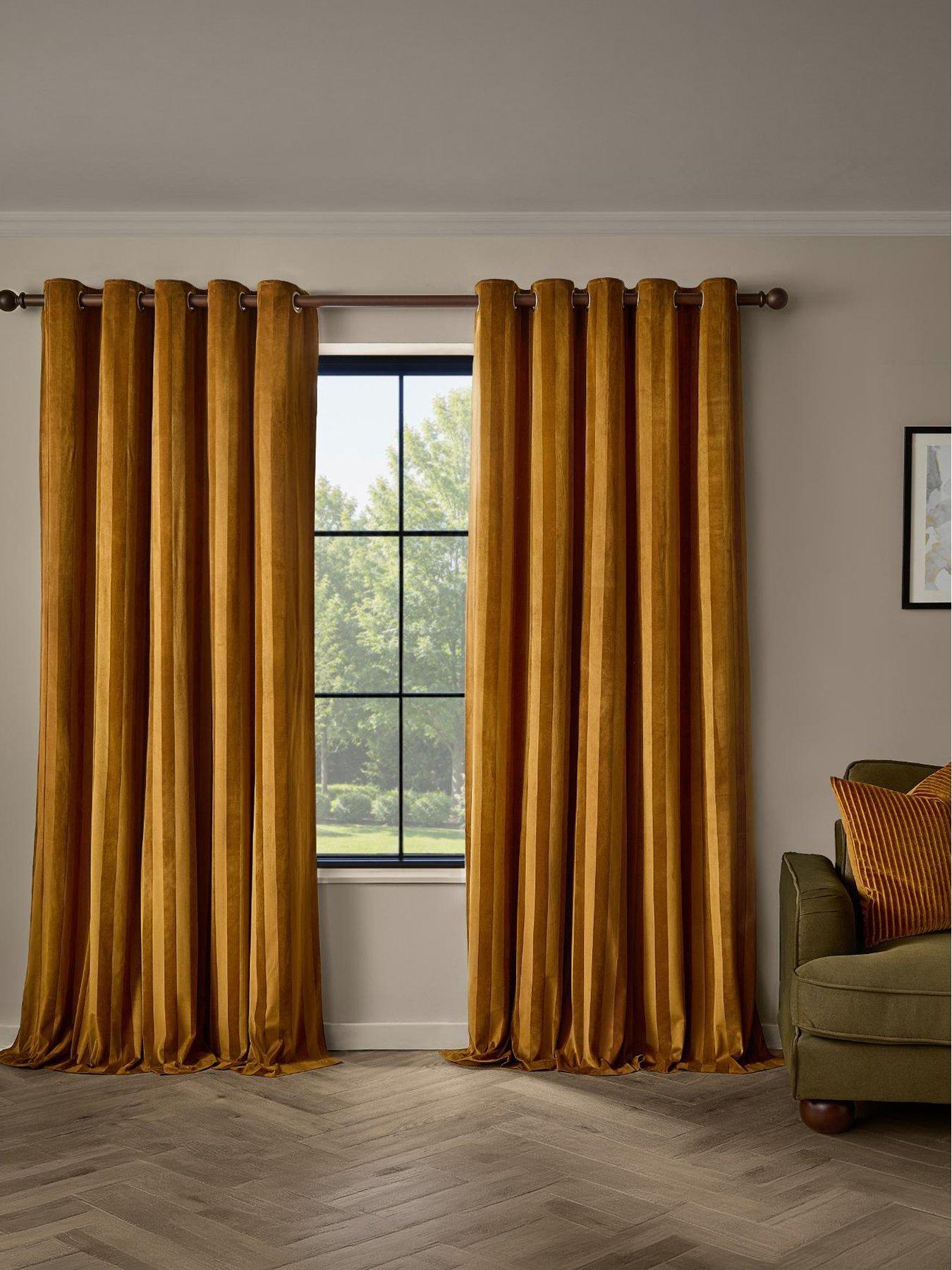 Image 1 of 5 of Paoletti Regency Stripe Eyelet Curtains Antique Gold