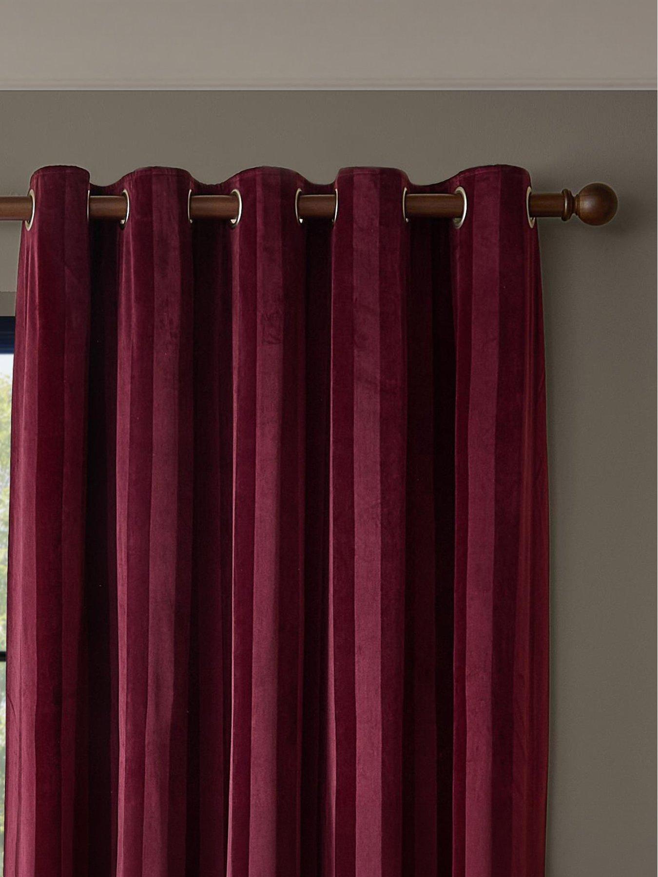 Image 2 of 5 of Paoletti Regency Stripe Eyelet Curtains Burgundy