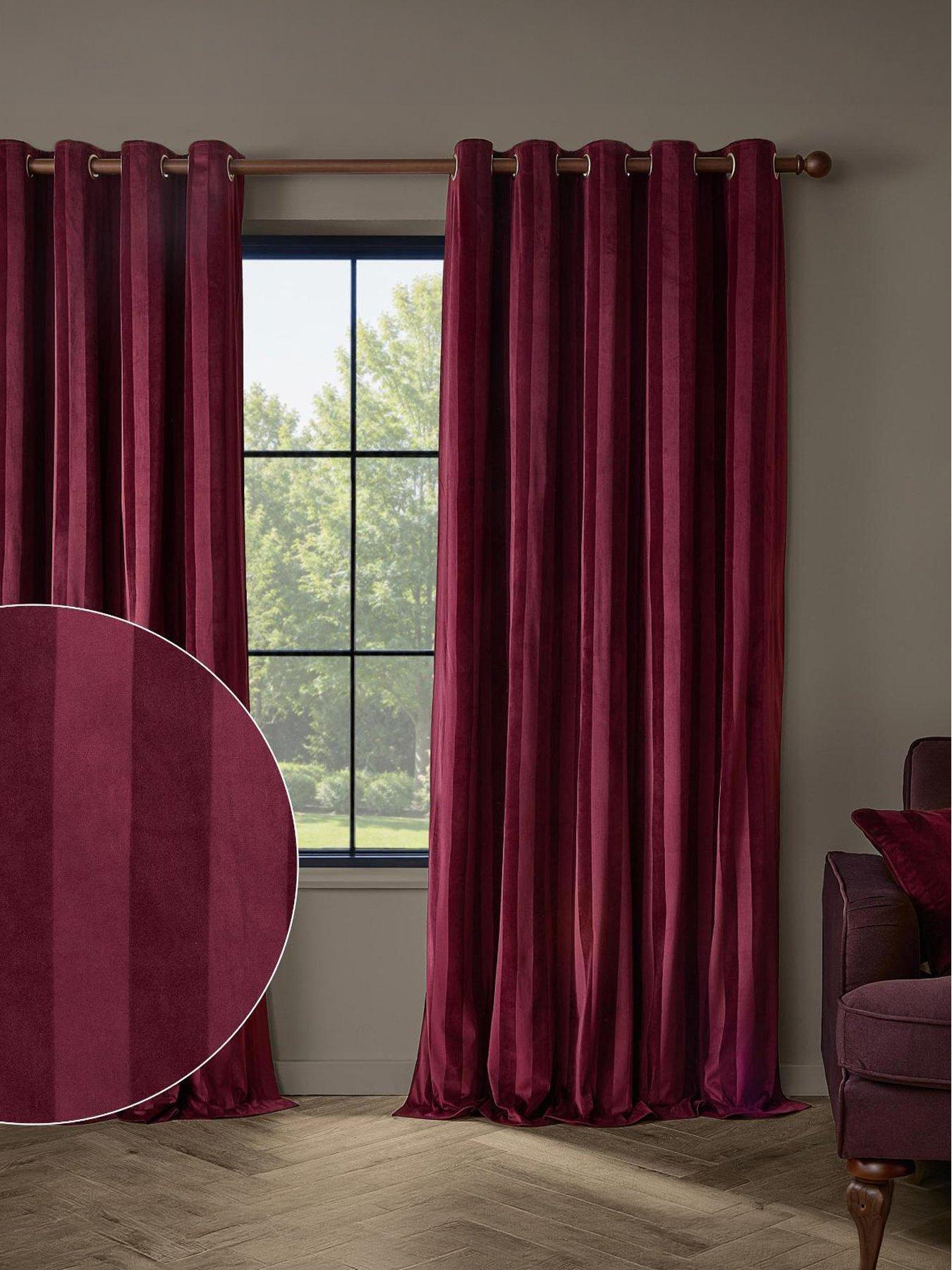 Image 5 of 5 of Paoletti Regency Stripe Eyelet Curtains Burgundy