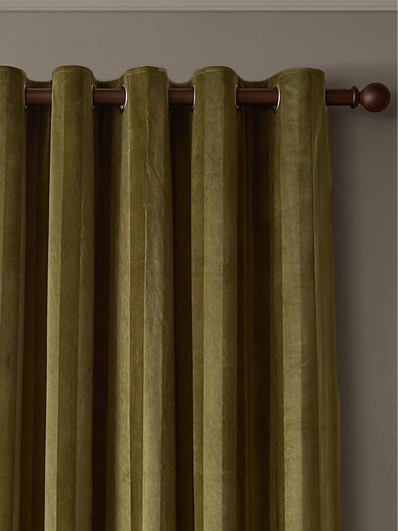 Image 2 of 5 of Paoletti Regency Stripe Eyelet Curtains Olive