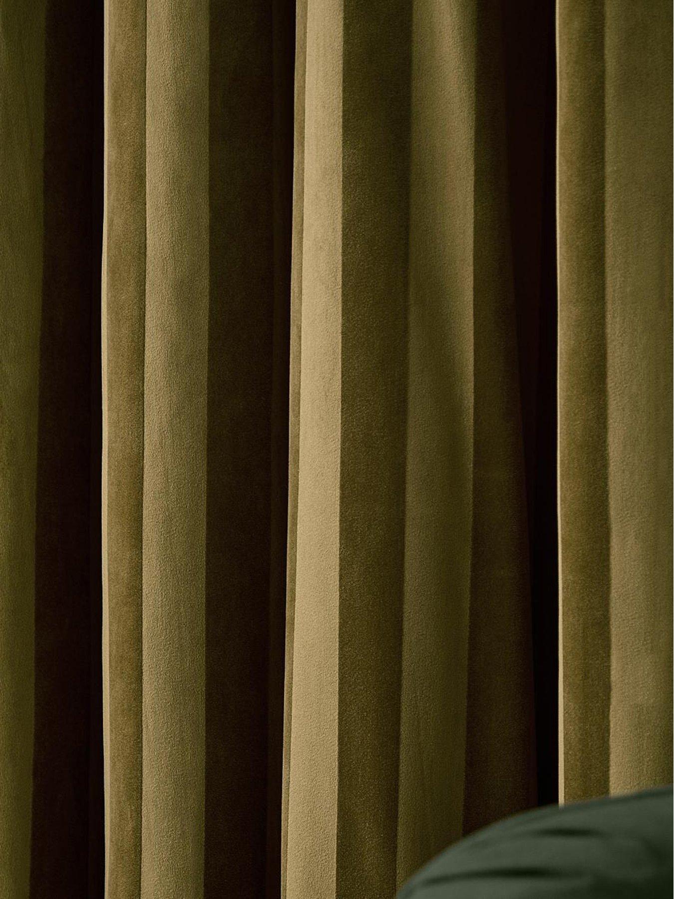 Image 4 of 5 of Paoletti Regency Stripe Eyelet Curtains Olive
