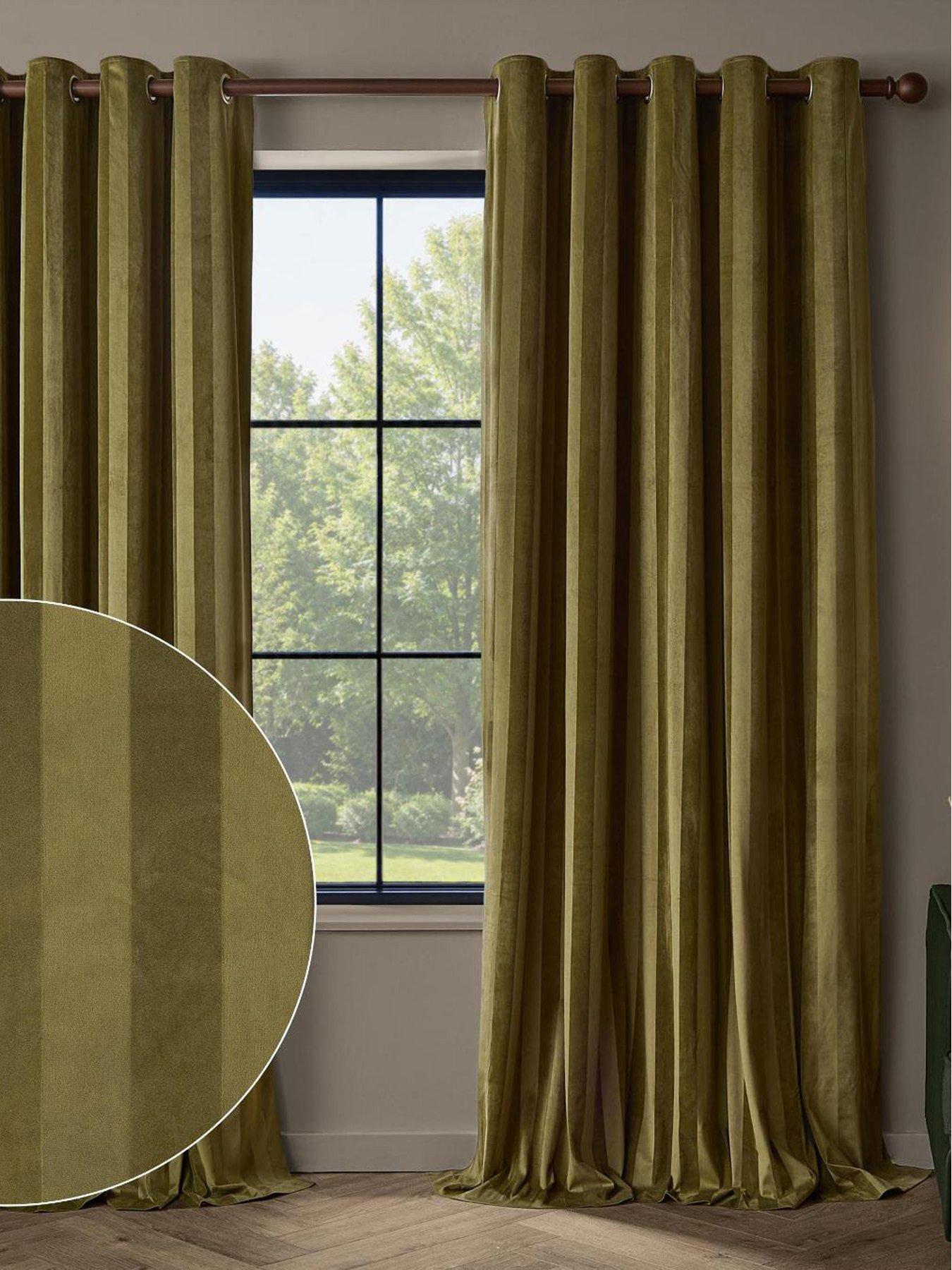 Image 5 of 5 of Paoletti Regency Stripe Eyelet Curtains Olive