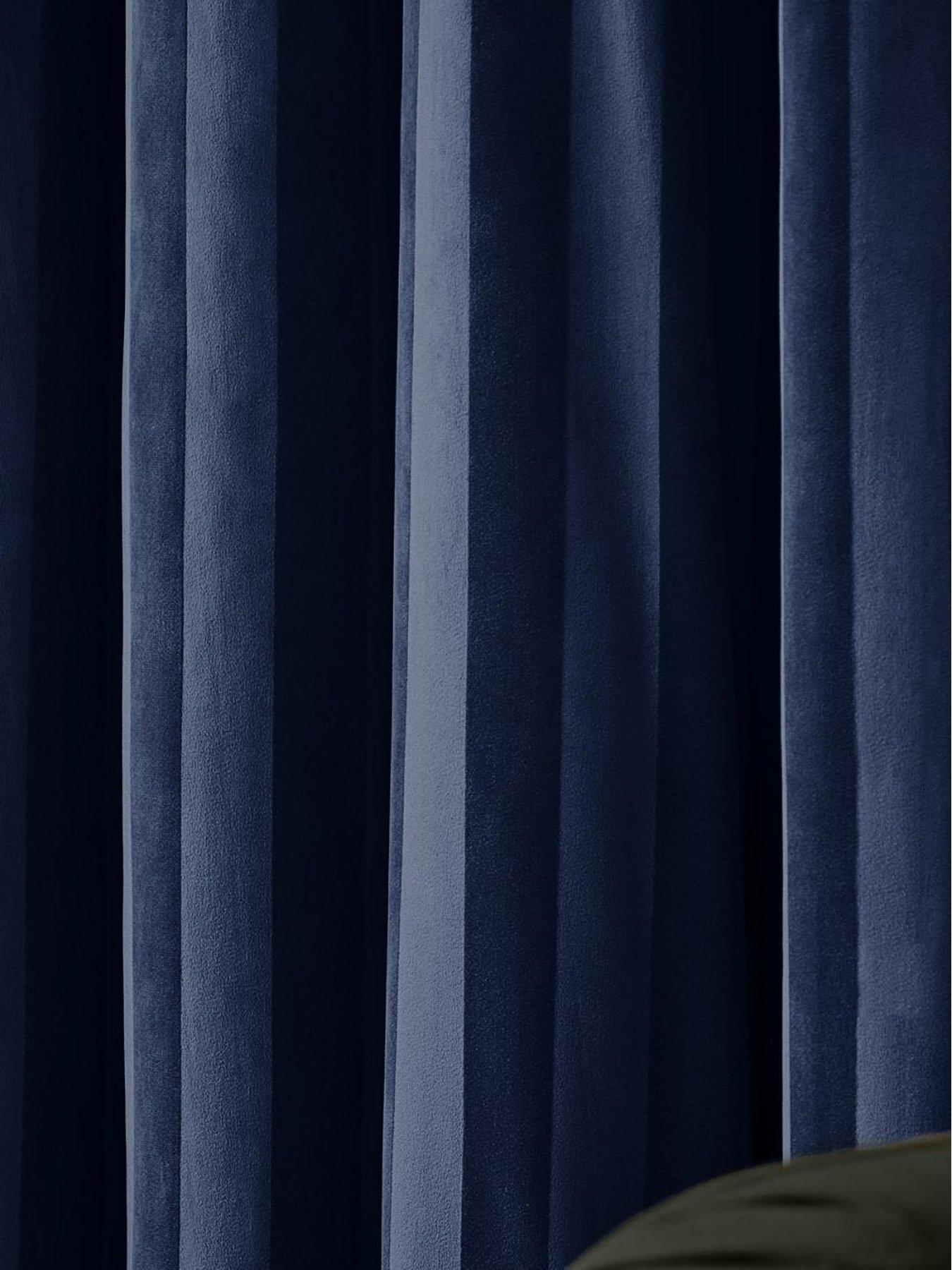 Image 4 of 5 of Paoletti Regency Stripe Eyelet Curtains Midnight