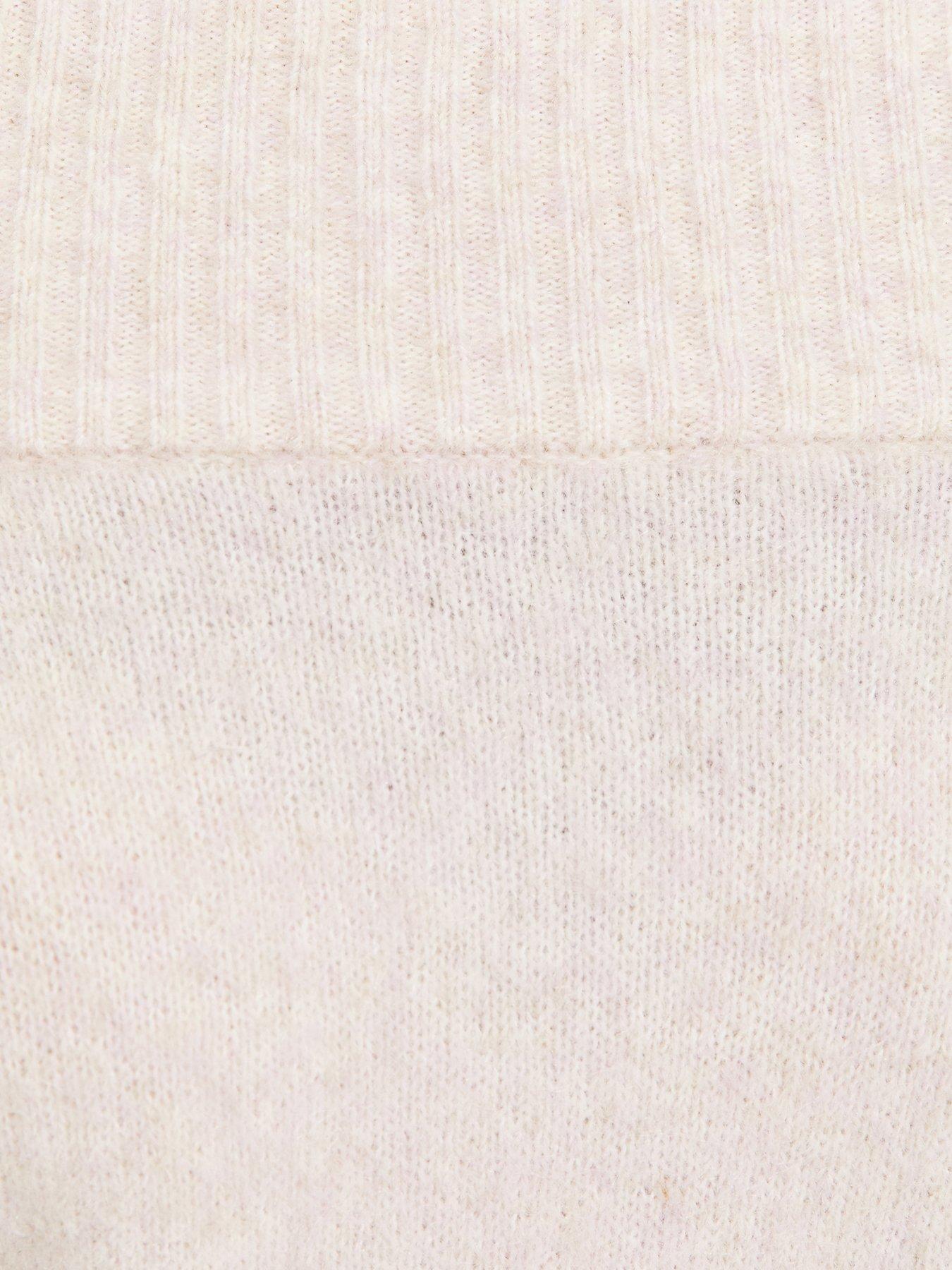 Image 5 of 5 of New Look Knitted Bardot Tie Waist Top - Cream