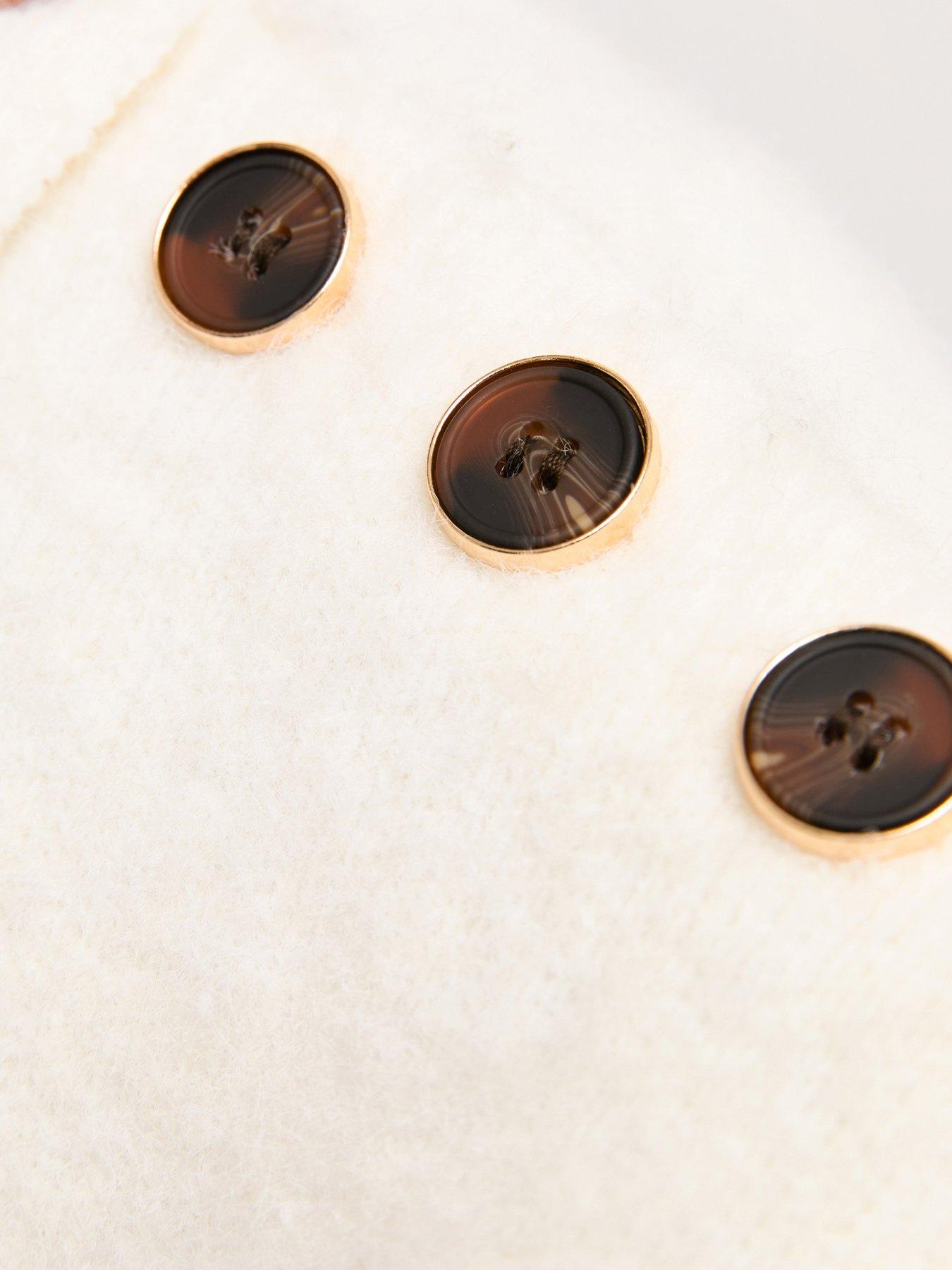 Image 5 of 6 of New Look Cream Asymmetric Collar Button Shoulder Knitted Jumper