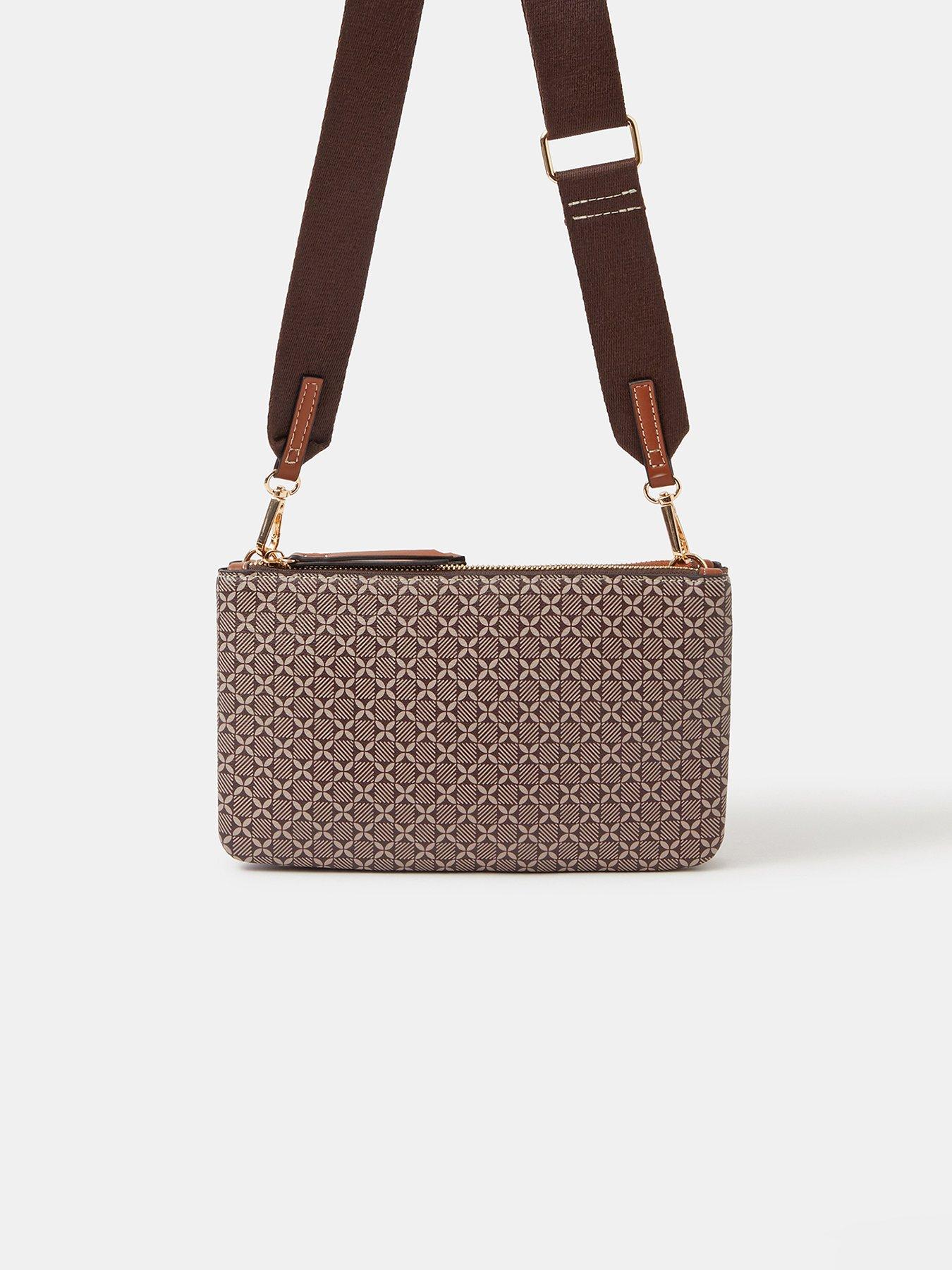 Accessorize Monogram Crossbody Bag - Beige