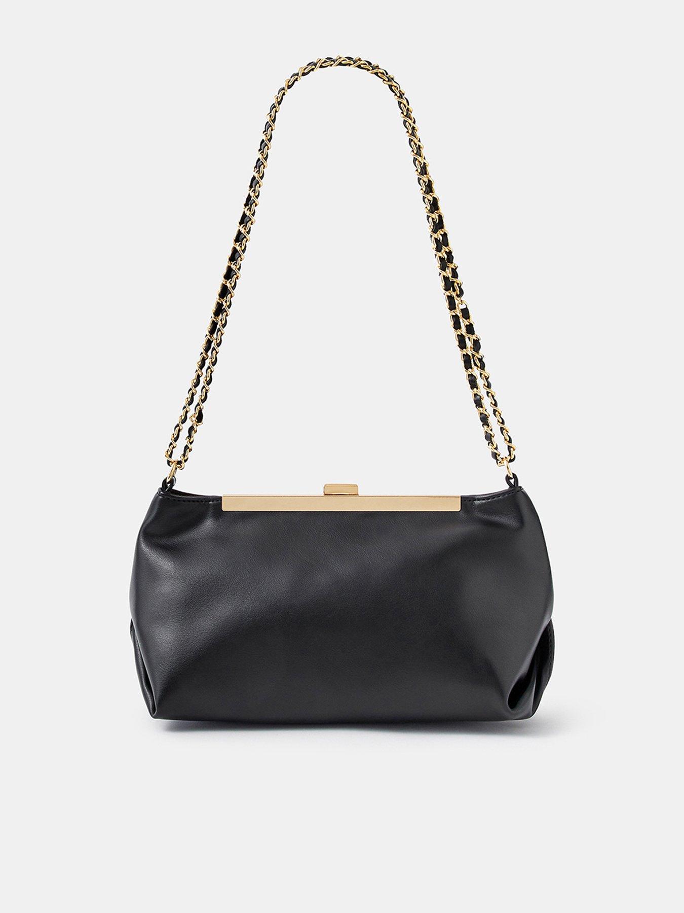 Accessorize Faux Leather Chain Strap Shoulder Bag - Black