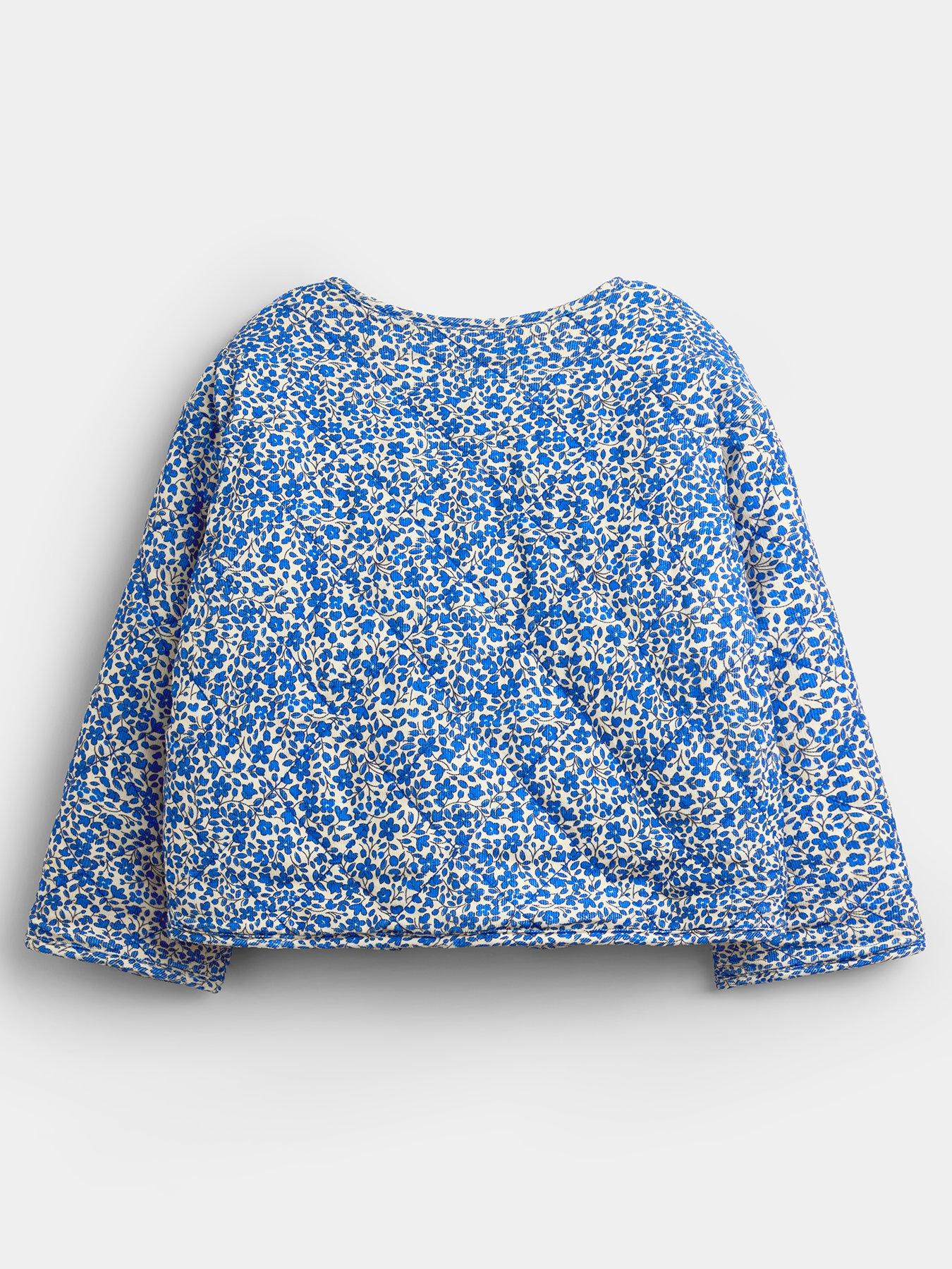 Image 2 of 6 of JoJo Maman Bebe Girls Toddler Ditsy Floral Reversible Fleece &amp; Cord Jacket - Blue
