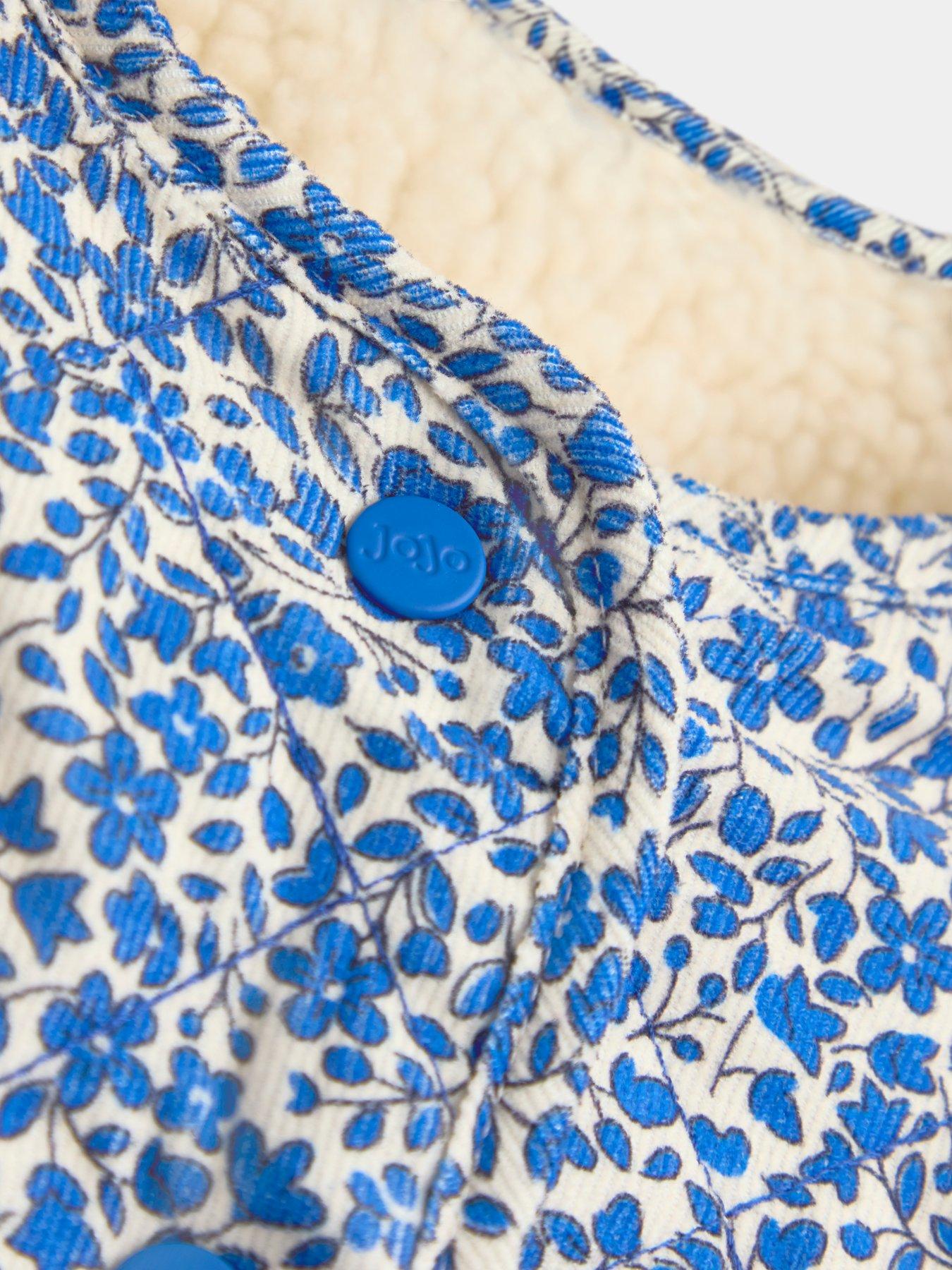 Image 3 of 6 of JoJo Maman Bebe Girls Toddler Ditsy Floral Reversible Fleece &amp; Cord Jacket - Blue