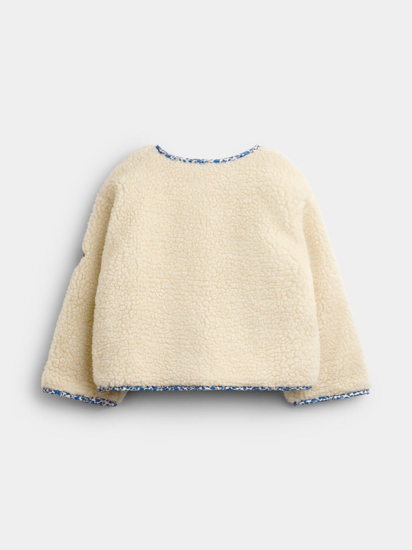 Image 4 of 6 of JoJo Maman Bebe Girls Toddler Ditsy Floral Reversible Fleece &amp; Cord Jacket - Blue