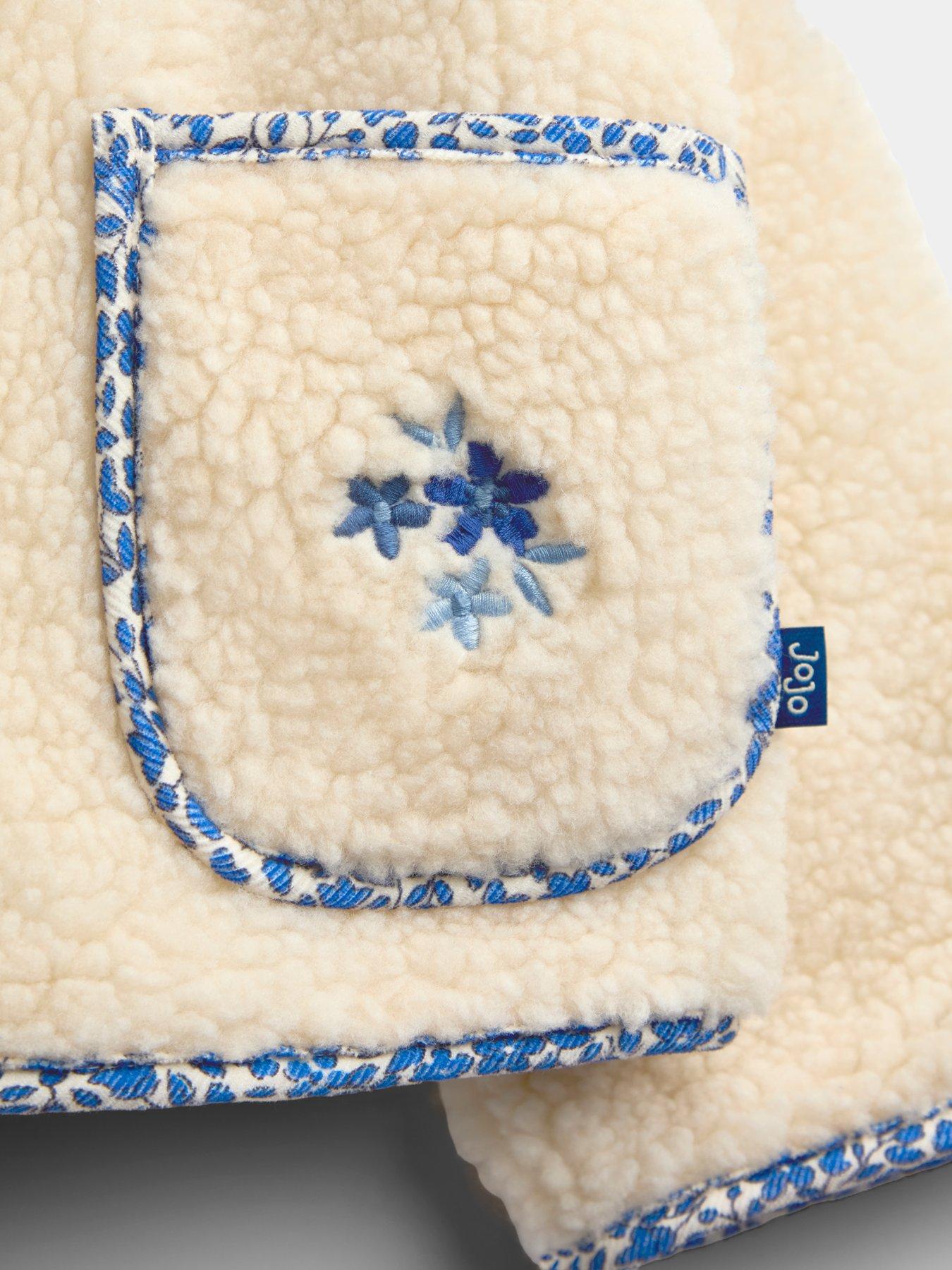 Image 6 of 6 of JoJo Maman Bebe Girls Toddler Ditsy Floral Reversible Fleece &amp; Cord Jacket - Blue