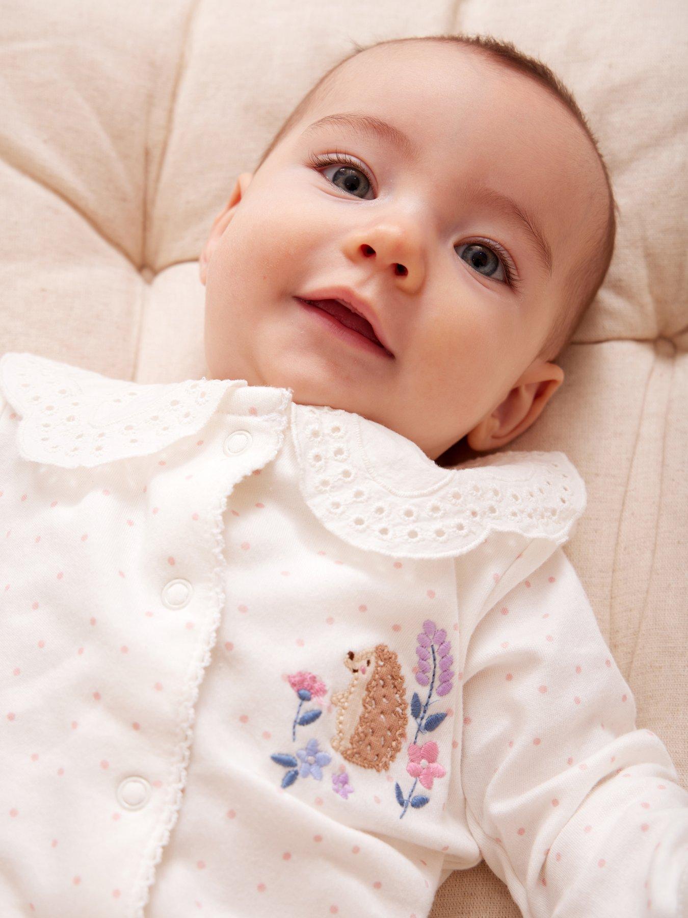 JoJo Maman Bebe Baby Girls Woodland Sleepsuit - Cream