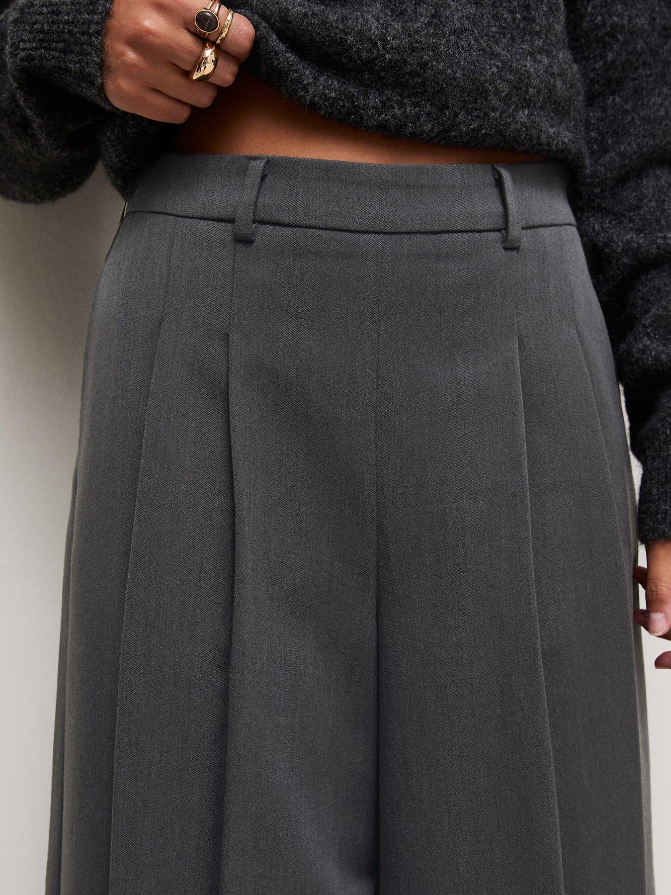 Image 4 of 5 of New Look Dark Grey Front Pleat Culottes