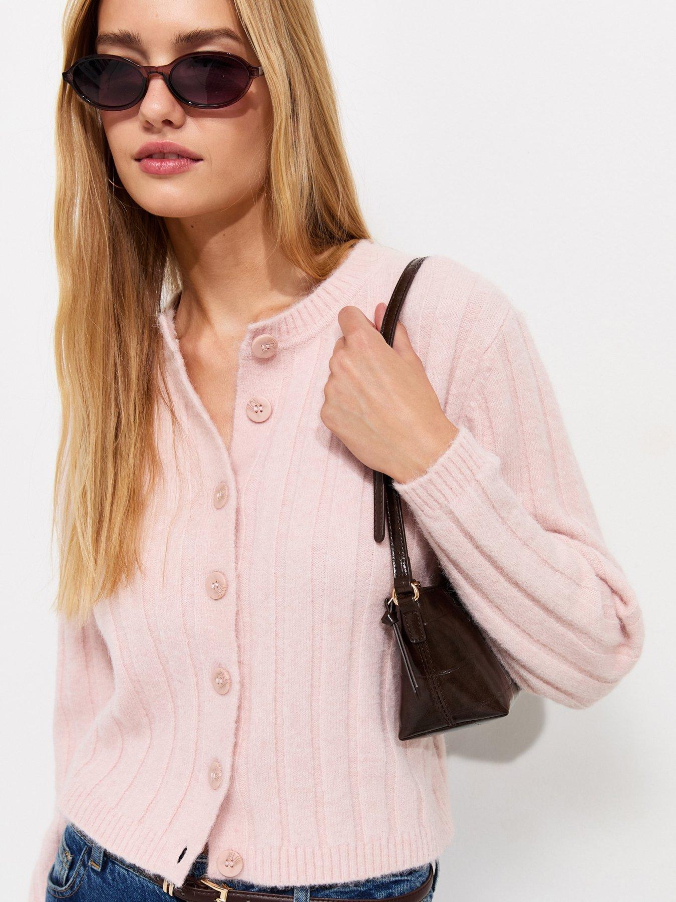 New Look Wide Ribbed Meet The Jean Cardigan - Pink
