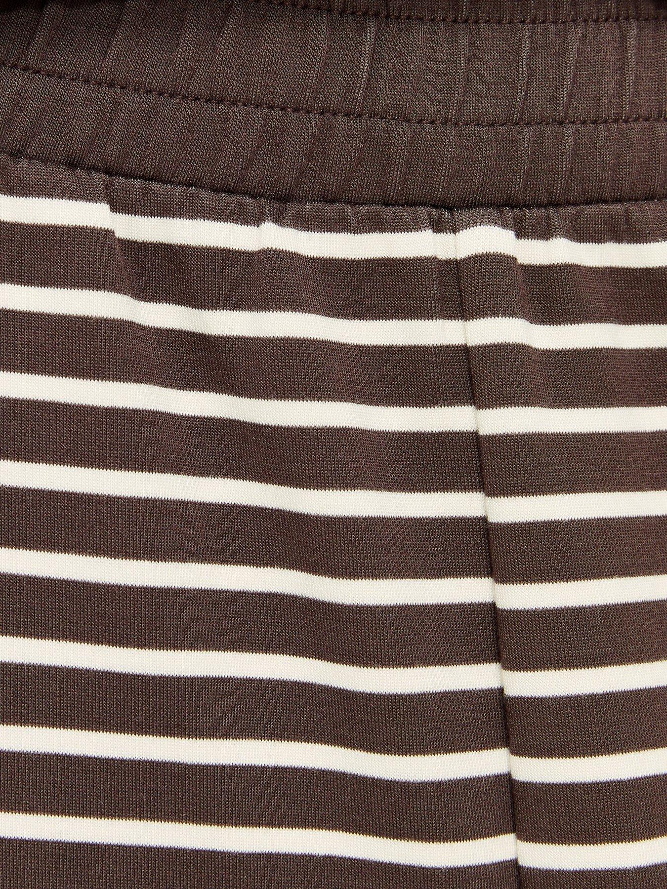 Image 5 of 5 of New Look Womens Wide Leg Striped Elasticated Jogger Trousers - Brown