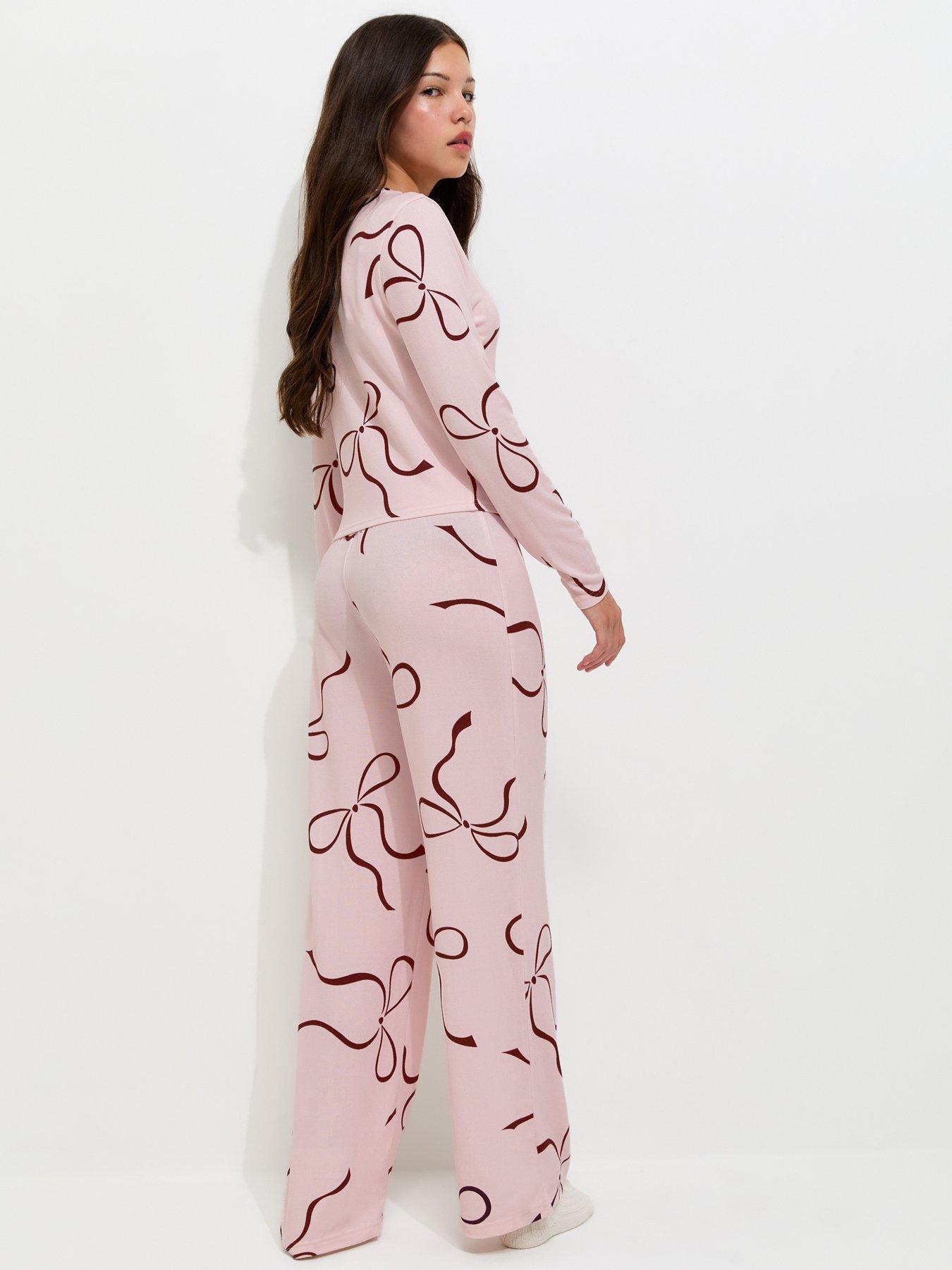 Image 2 of 5 of New Look 915 Girls Bow Print Long Sleeve Pyjamas - Pink