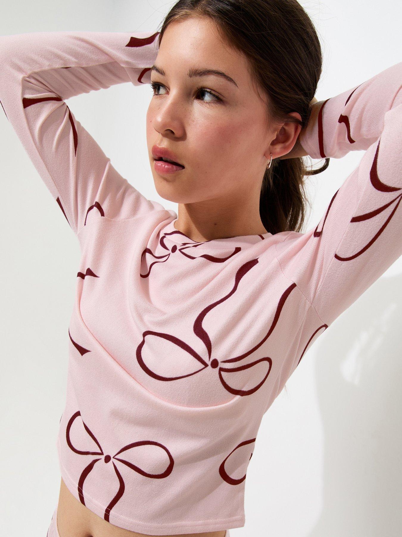 Image 3 of 5 of New Look 915 Girls Bow Print Long Sleeve Pyjamas - Pink
