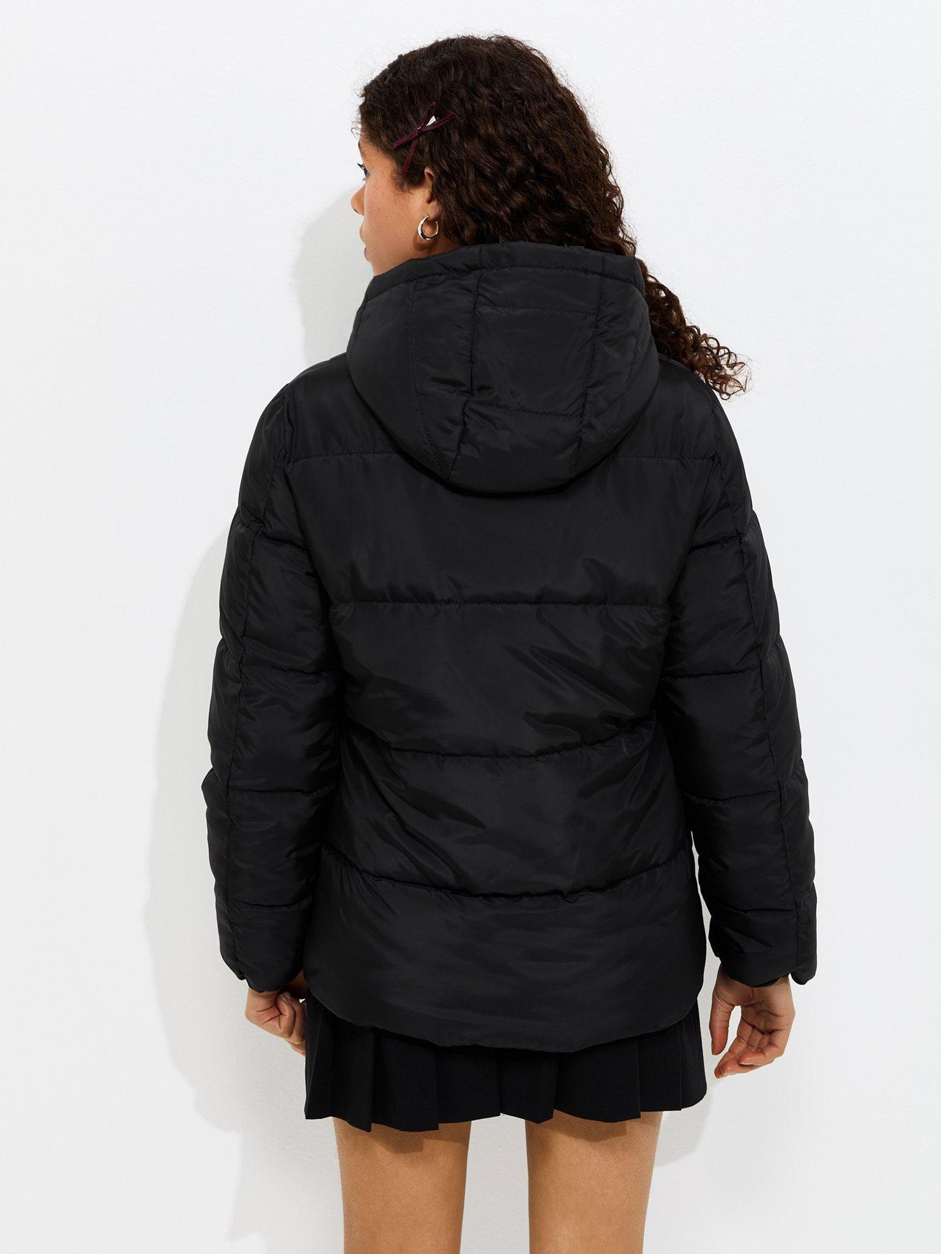 Image 2 of 6 of New Look 915 Girls Padded Hooded Zip Jacket - Black