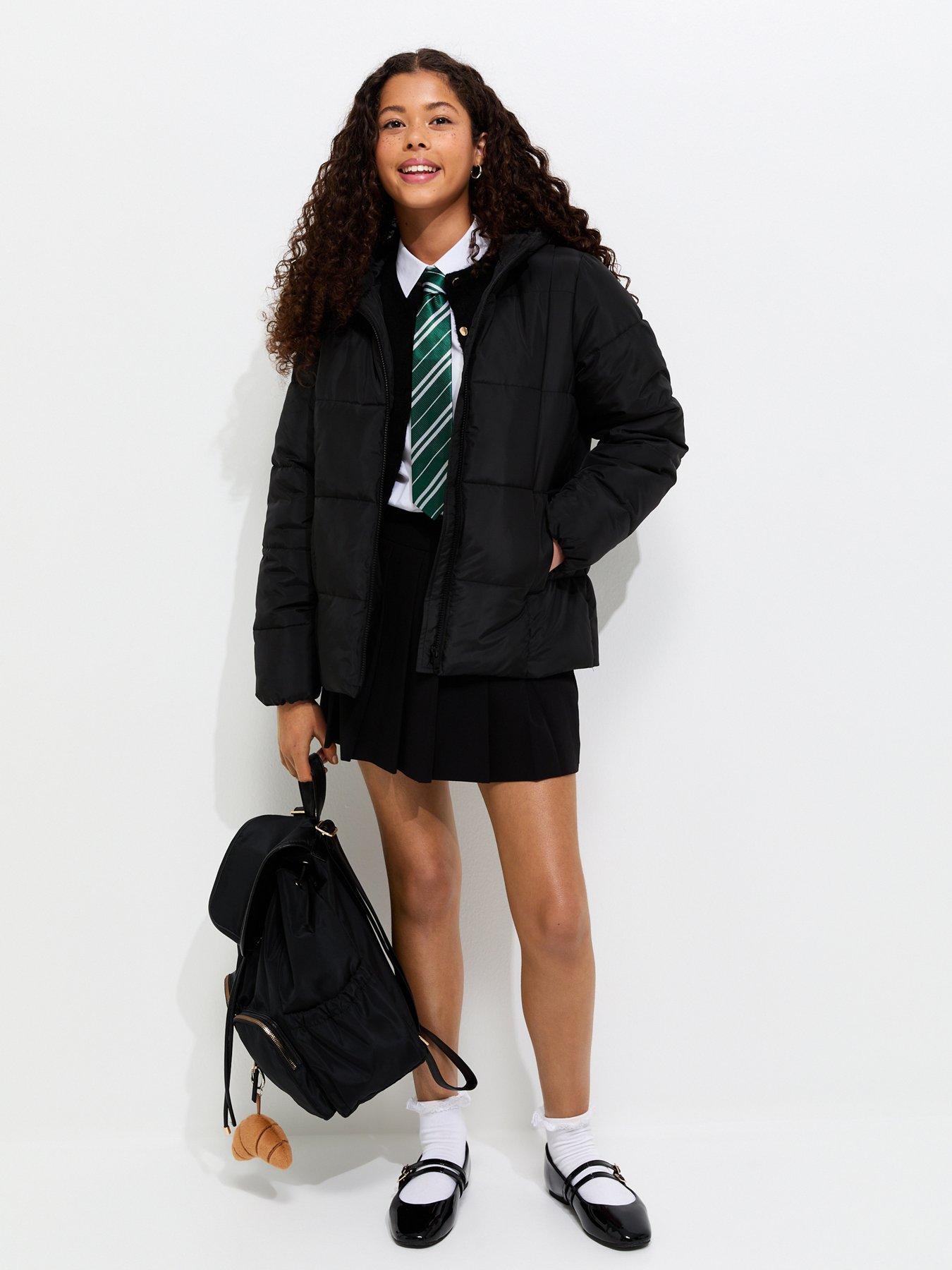 Image 3 of 6 of New Look 915 Girls Padded Hooded Zip Jacket - Black