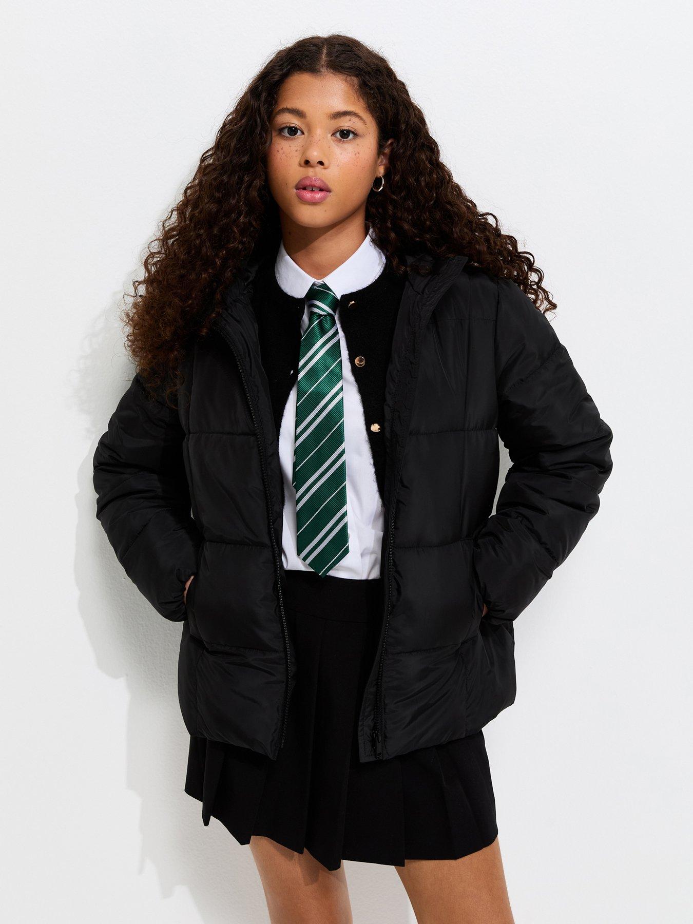 Image 4 of 6 of New Look 915 Girls Padded Hooded Zip Jacket - Black