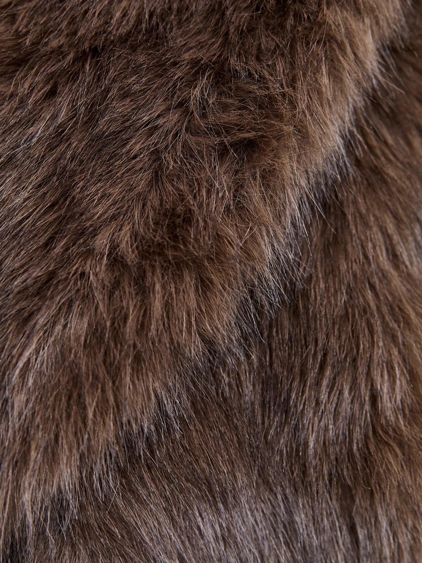 Image 6 of 6 of New Look Womens Curves Brown Faux Fur Short Jacket