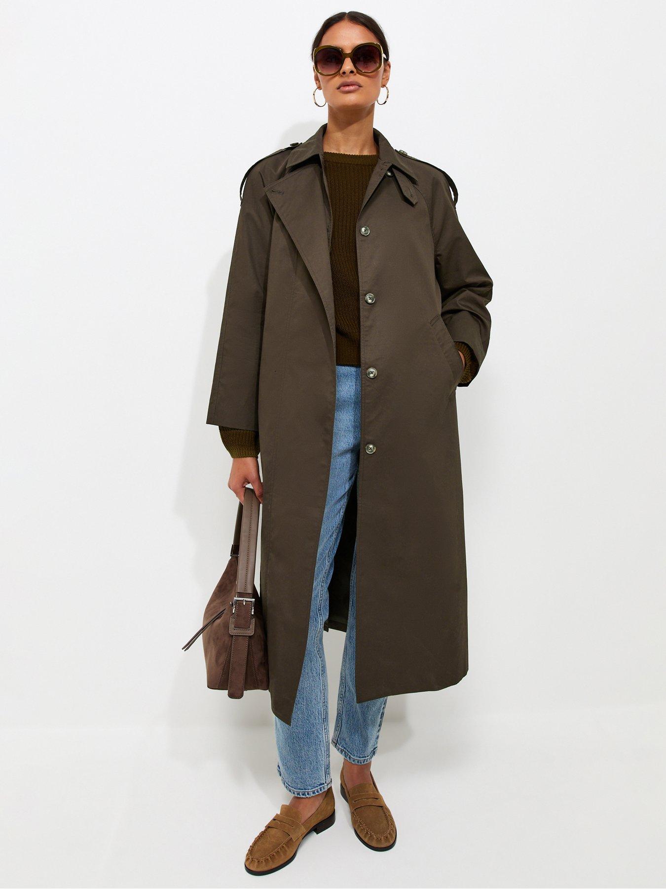 New Look Cotton Belted Trench Coat - Green
