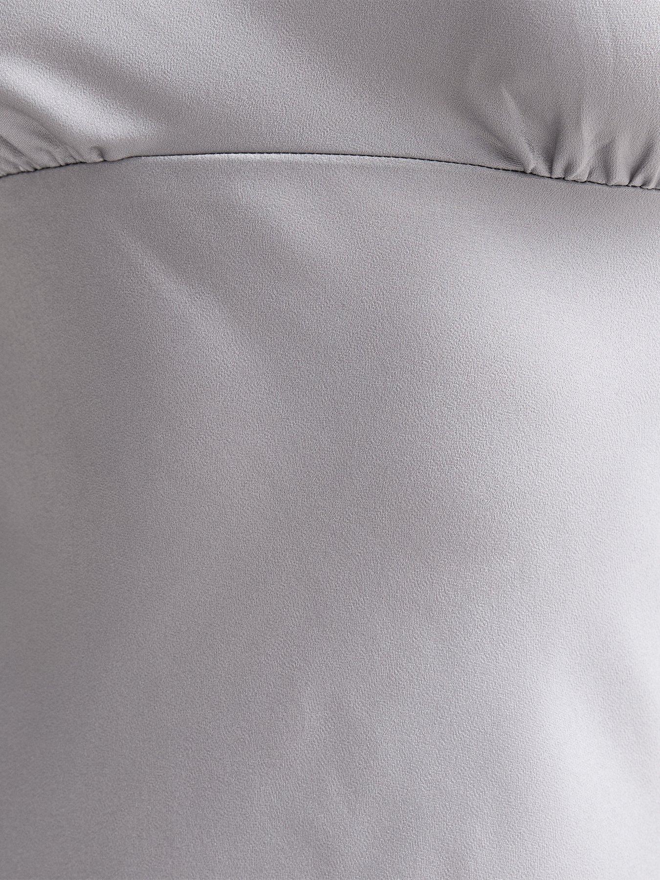 Image 5 of 5 of New Look Silver Halter Neck Satin Maxi Dress