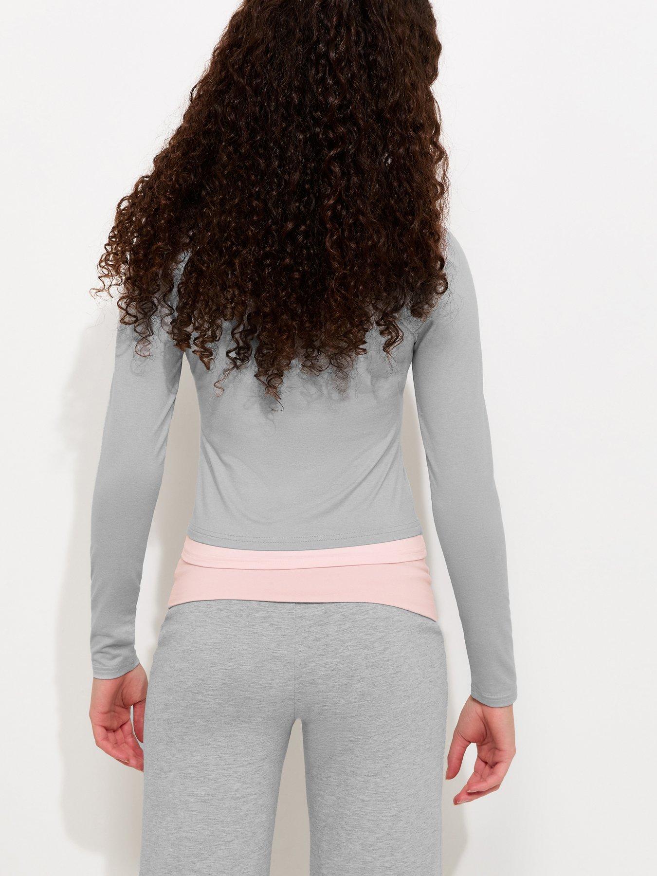 Image 2 of 5 of New Look 915 Girls 2 In 1 Halterneck Long Sleeve Top - Grey